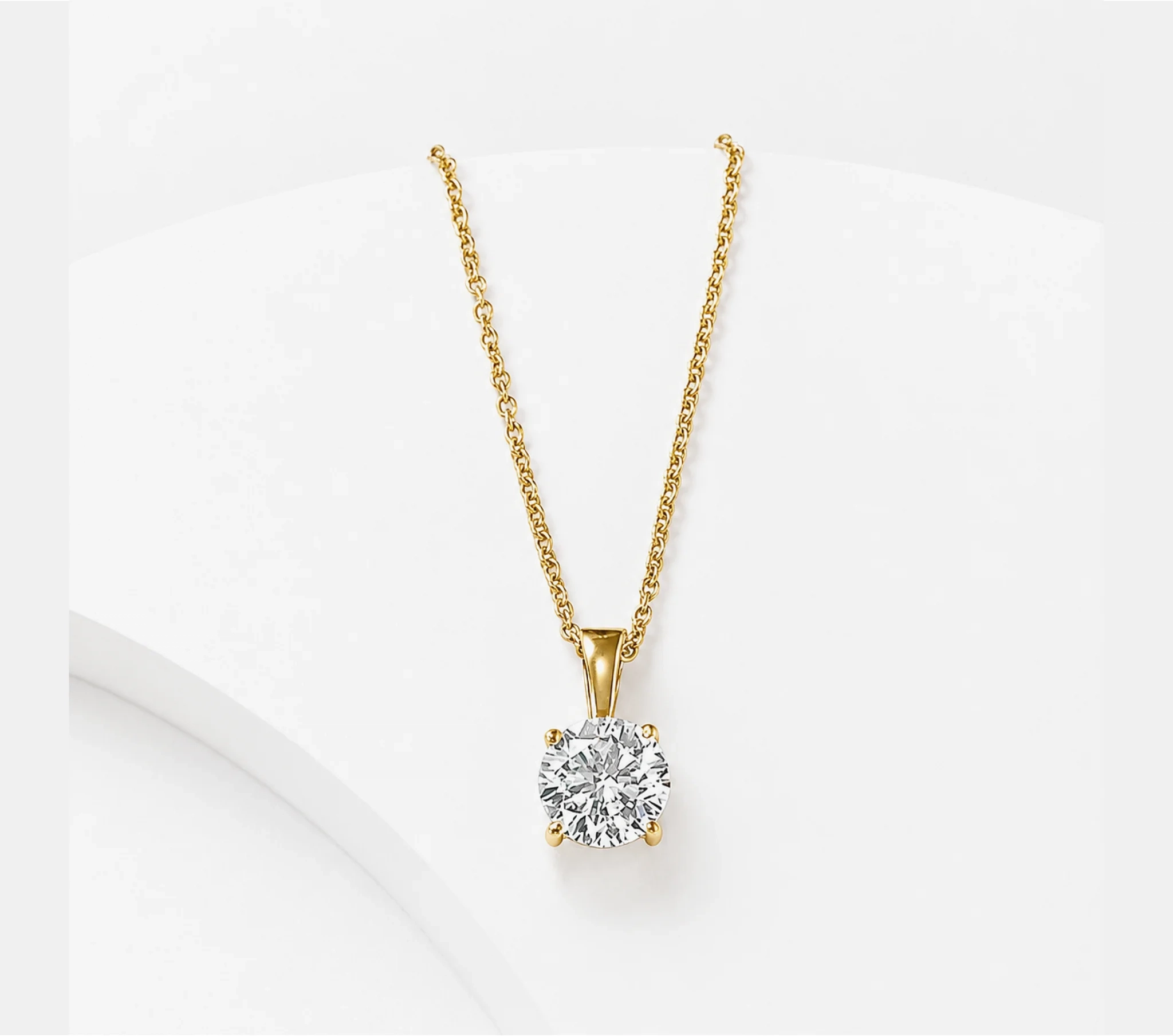 14K Gold Lab Grown Diamond Solitaire Necklace with bail -2.00 ct product image 1