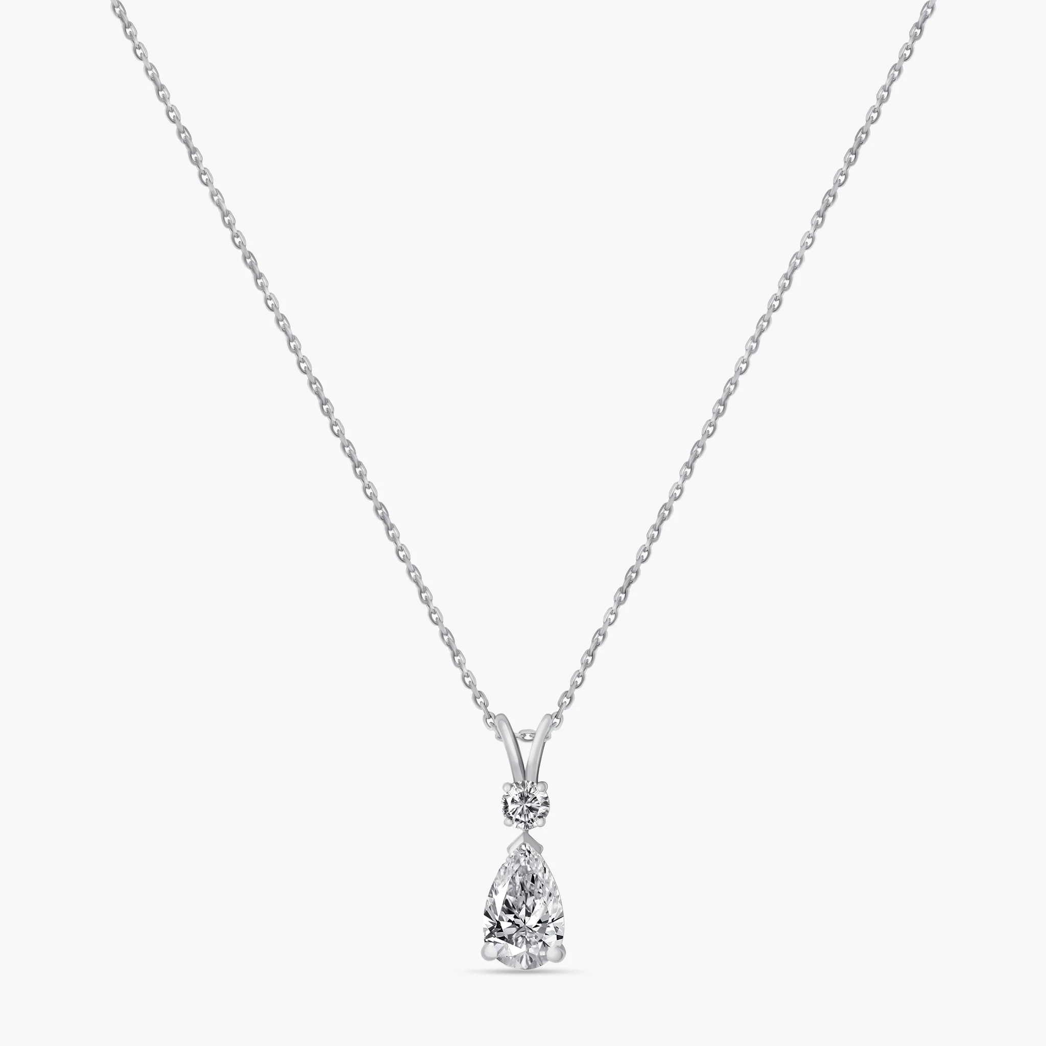 14K Gold Lab Grown Diamond Round & Pear Drop Necklace product image 1