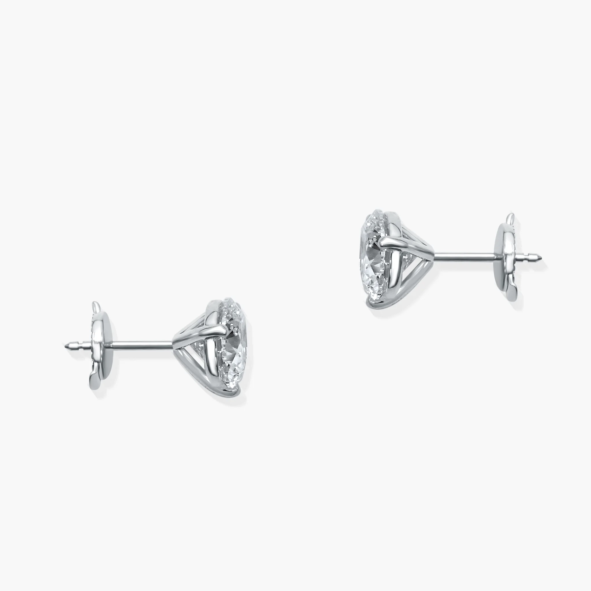14K Gold Lab Grown Diamond Martini three prong studs - 3.0 ct thumbnail 3