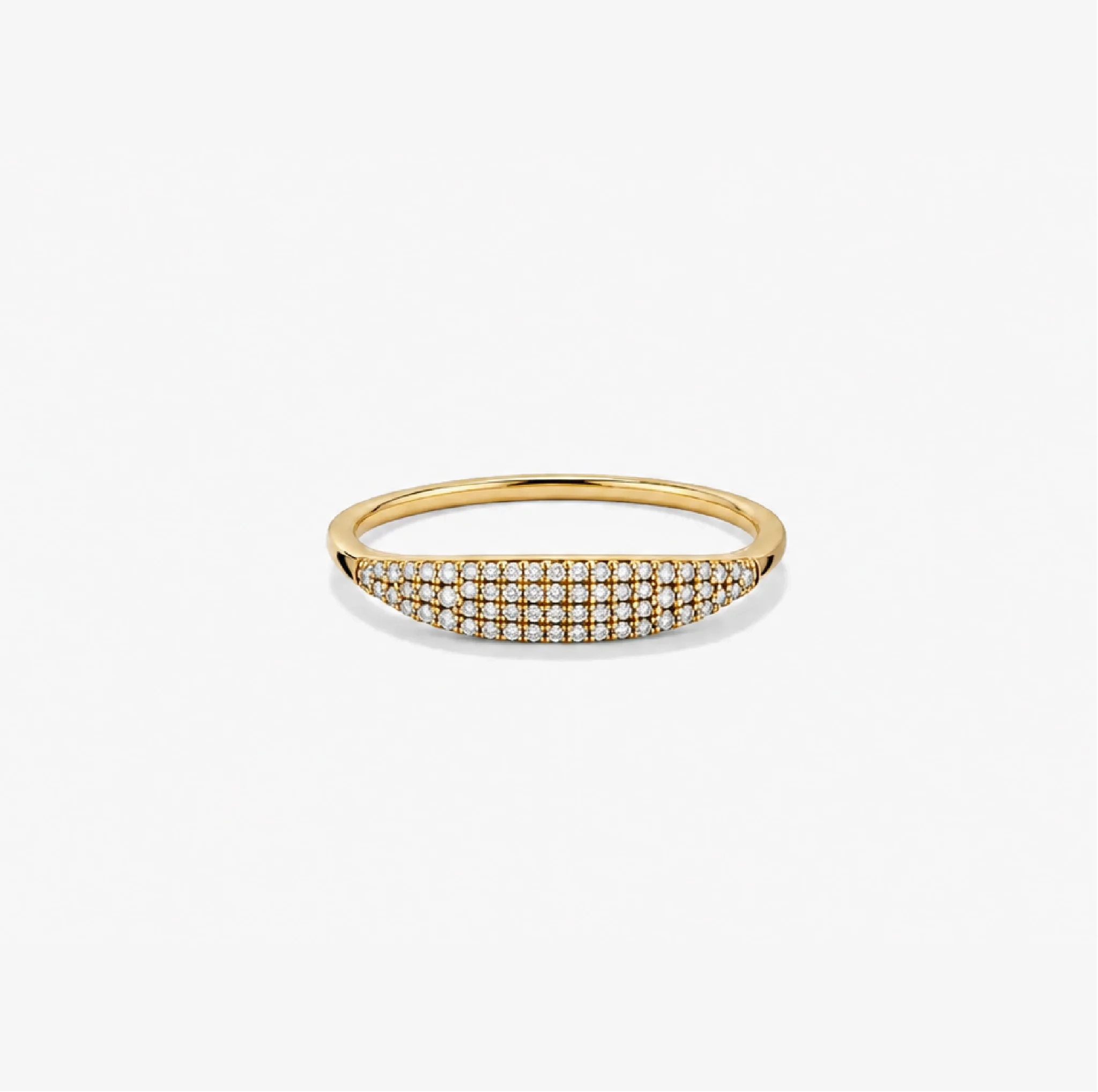 14K Gold Pave natural diamond petite signet Ring product image 1