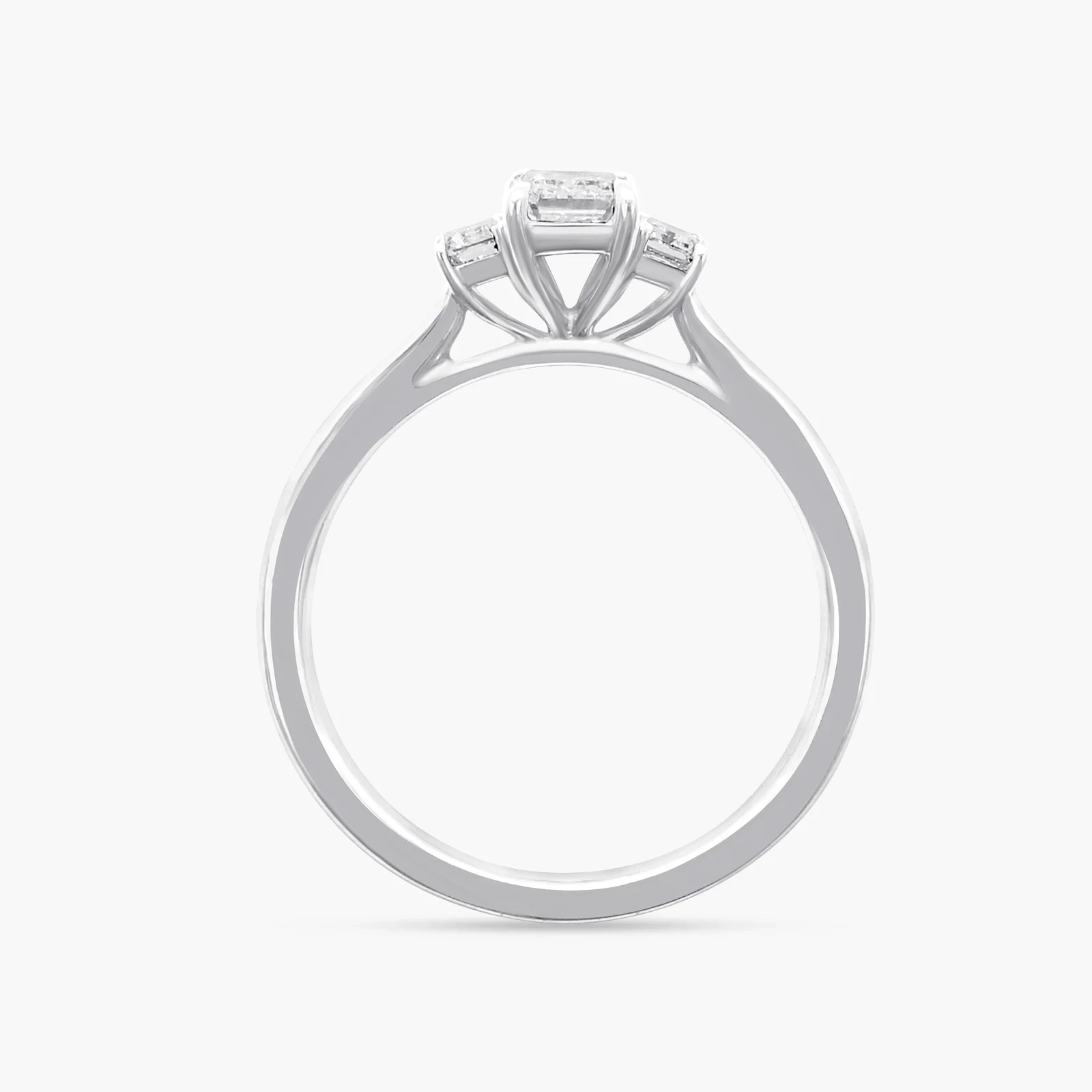 14K Gold LAB Emerald cut Diamond Three-stone ring thumbnail 3
