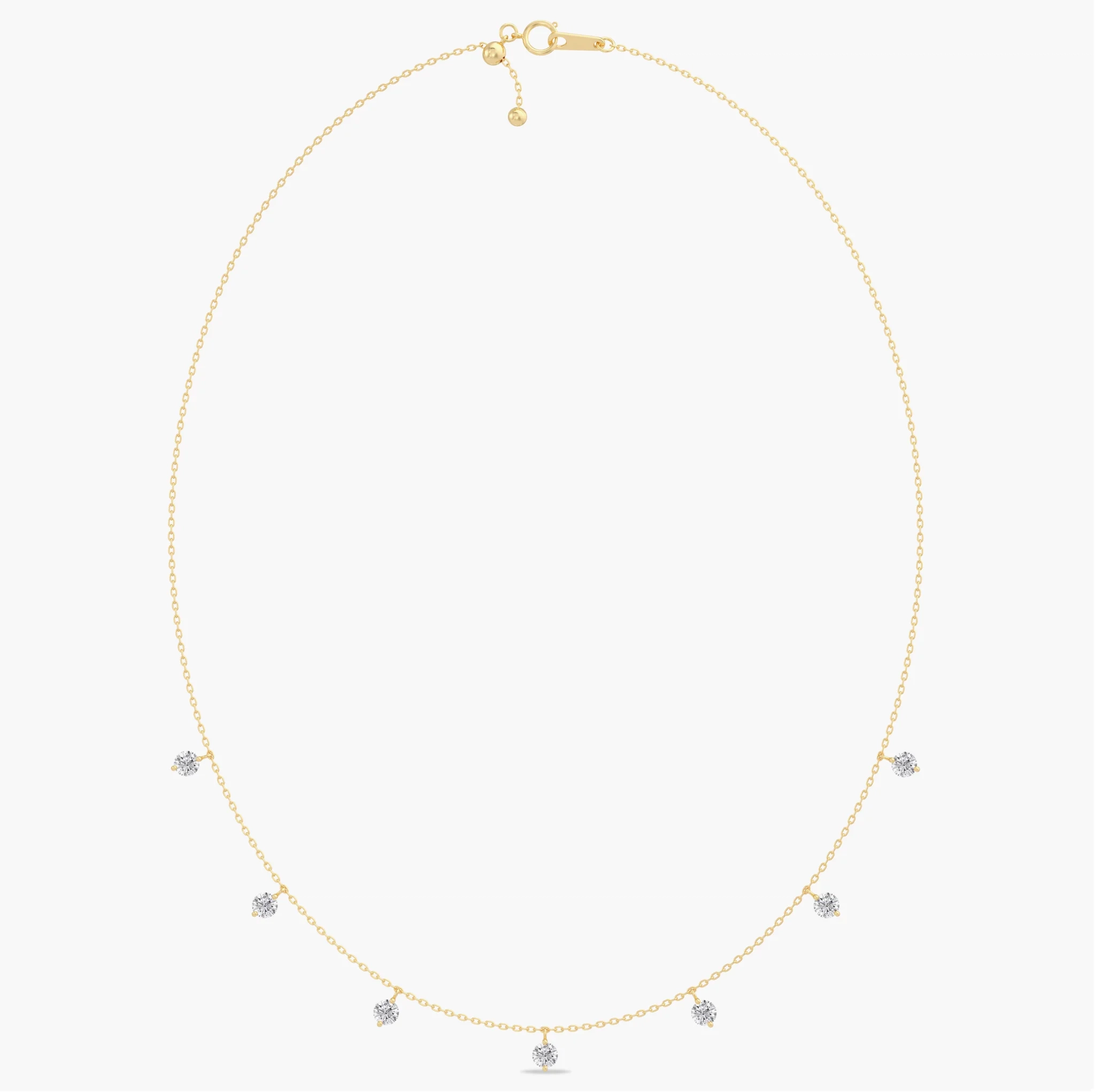 14K Gold Lab Grown Round Diamond 7 stone station necklace thumbnail 3