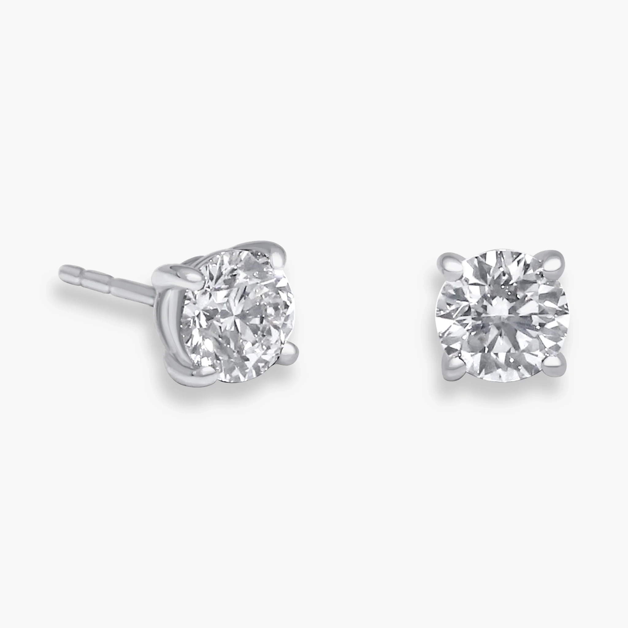 14K Gold Lab Grown Diamond classic Four-Prong Solitaire Studs - 4.0 ct product image 1