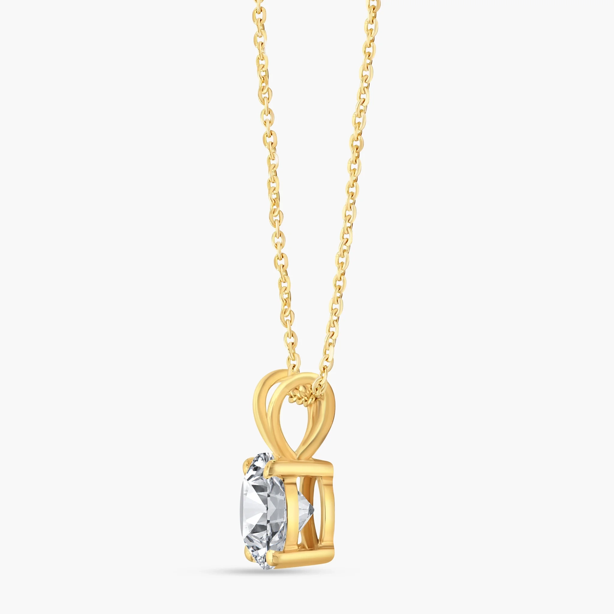 14K Gold Lab Grown Diamond Solitaire Necklace with split bail-1.00 ct thumbnail 2