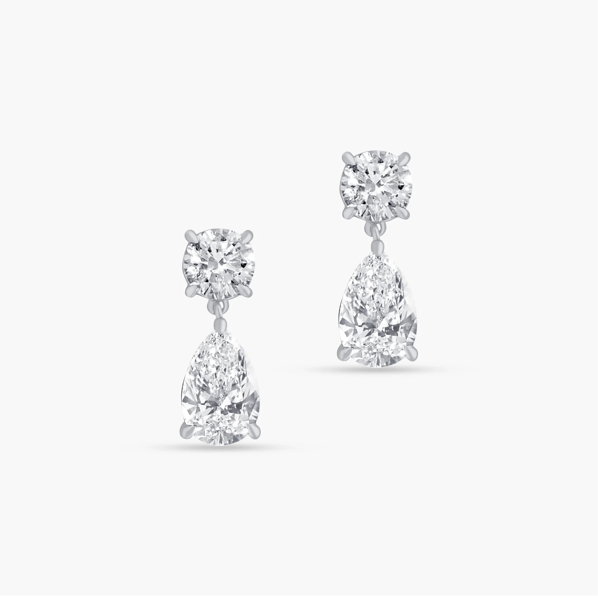 14K Gold Lab Grown Diamond Round & Pear Drop Earrings product image 1