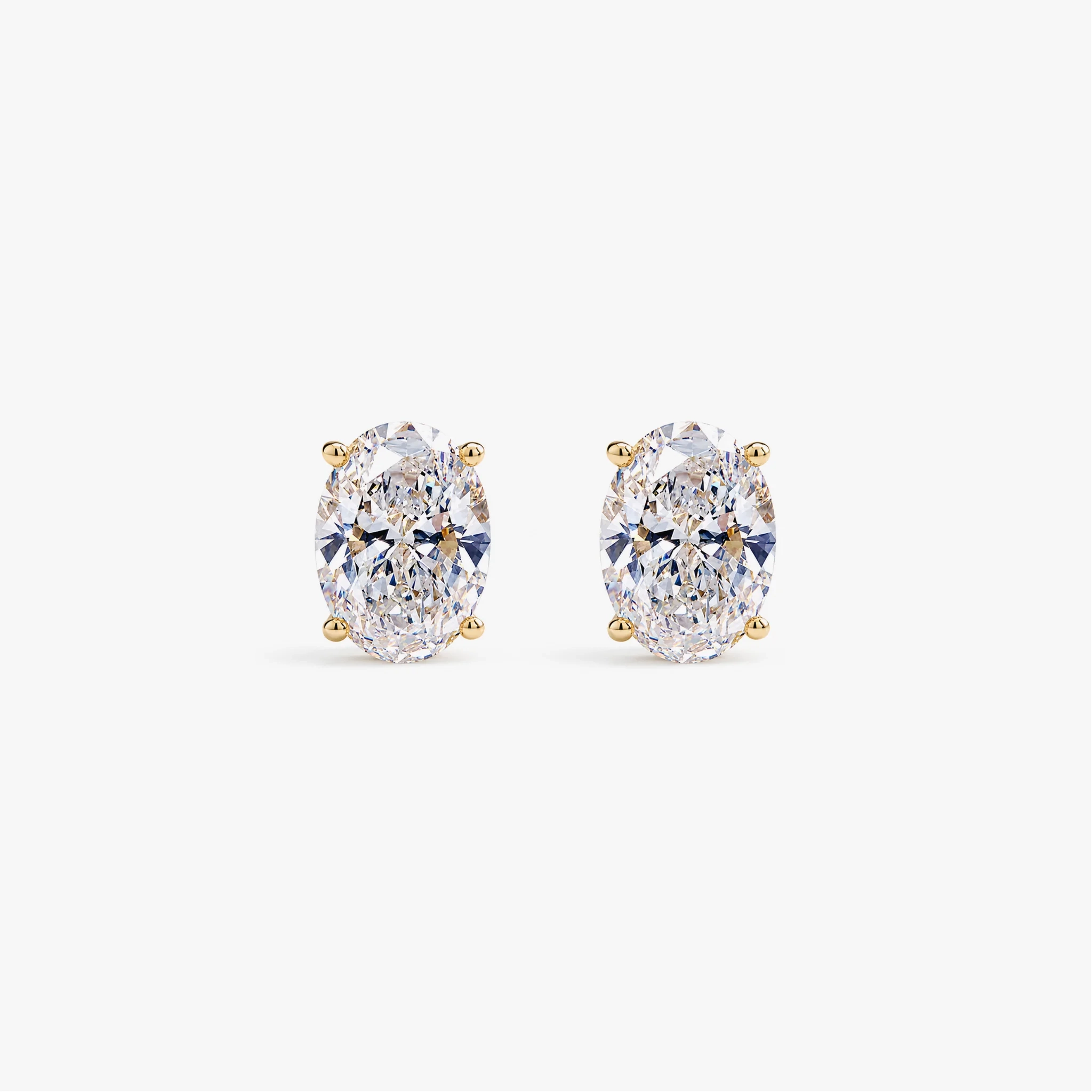 14K Gold Lab Grown Diamond Oval Solitaire Studs-4.00 ct product image 1