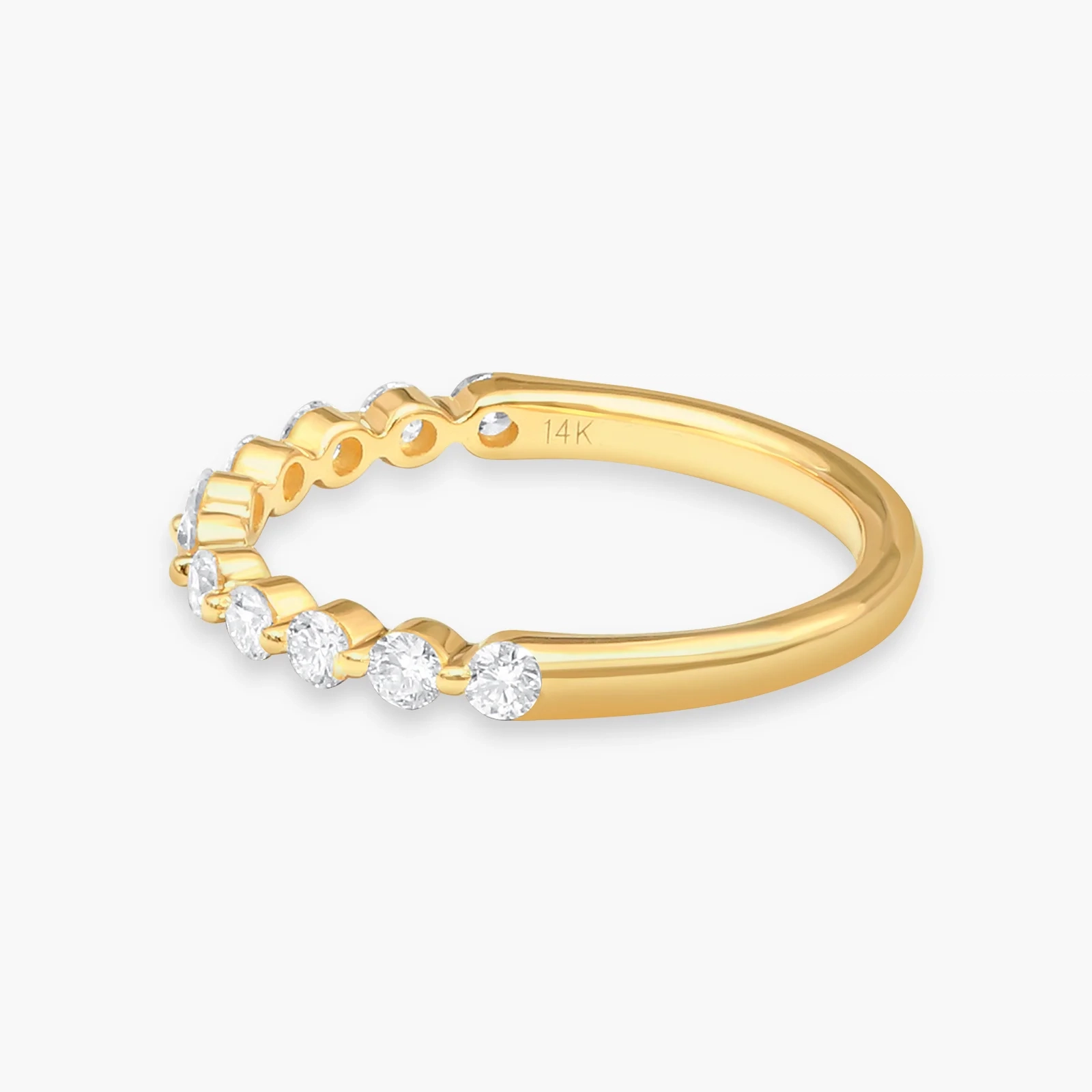 14K Lab Grown Diamond Single Shared Prong Halfway Band thumbnail 3