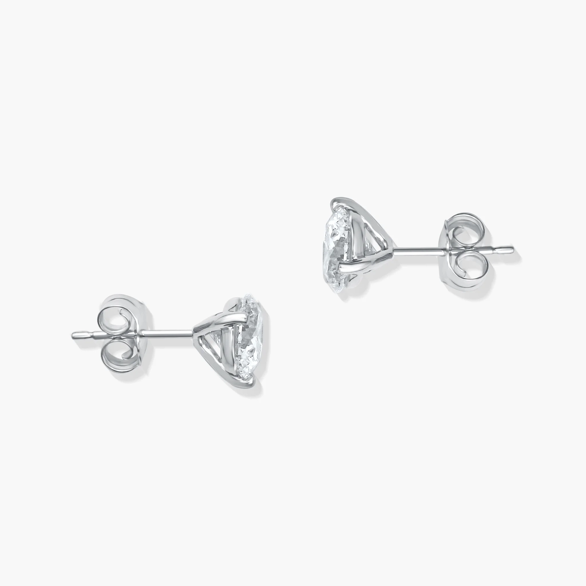 14K Gold Lab Grown Diamond Martini three prong studs - 1.0 ct thumbnail 3