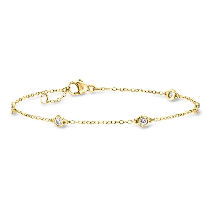 14K Lab Diamond five stone station Bezel Bracelet-1.00 ct product image