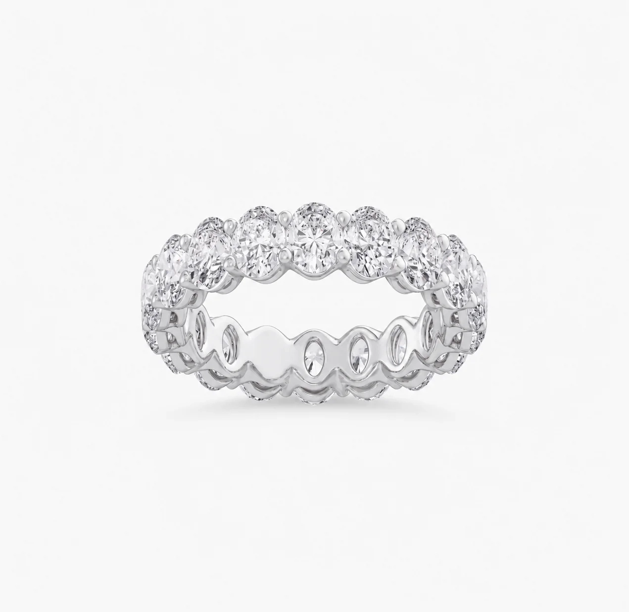 14K Lab Grown Oval Diamond Eternity Band - 4.0 ct thumbnail 4