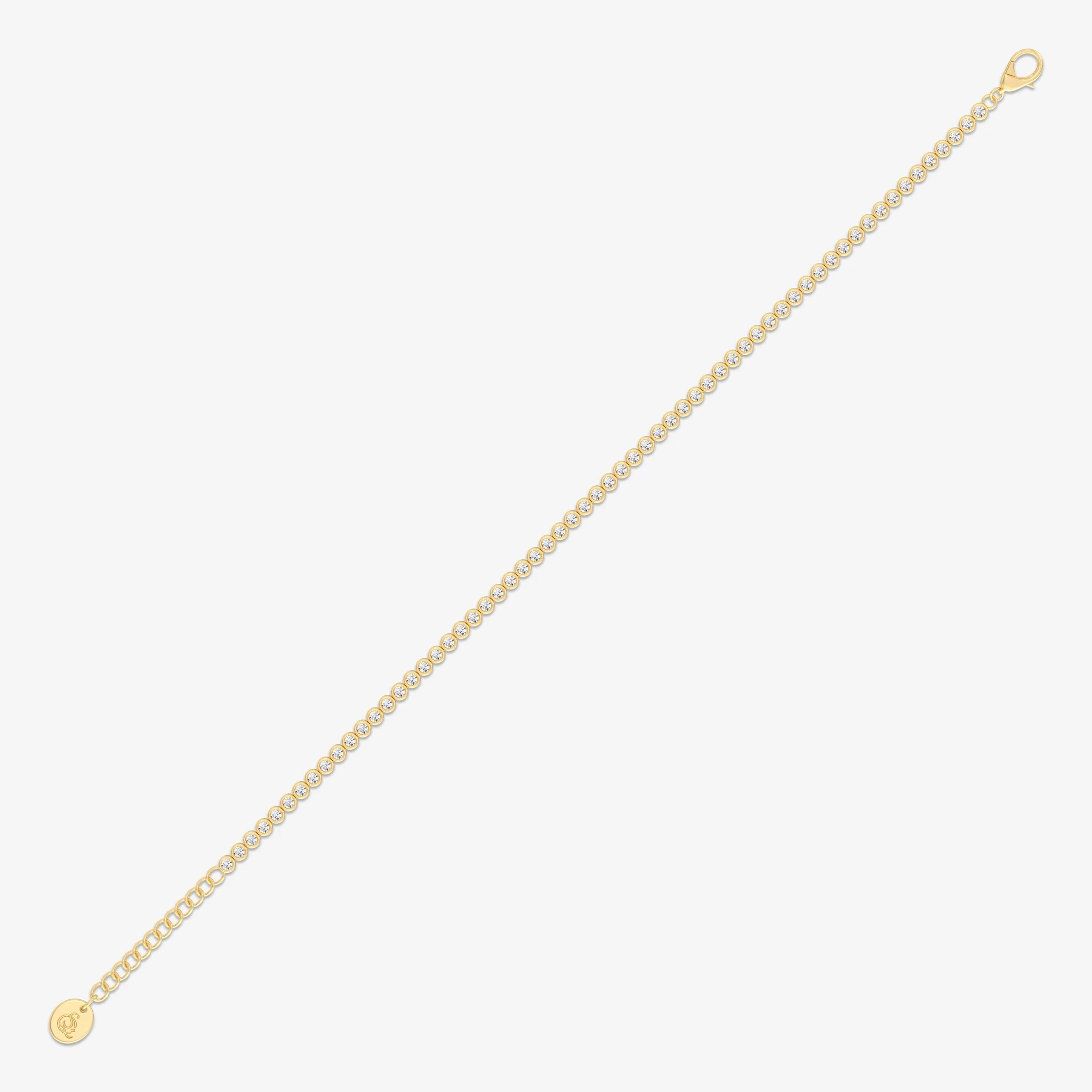 14K Gold Natural Diamond Petite Bezel Tennis Bracelet-1.00 CT thumbnail 3