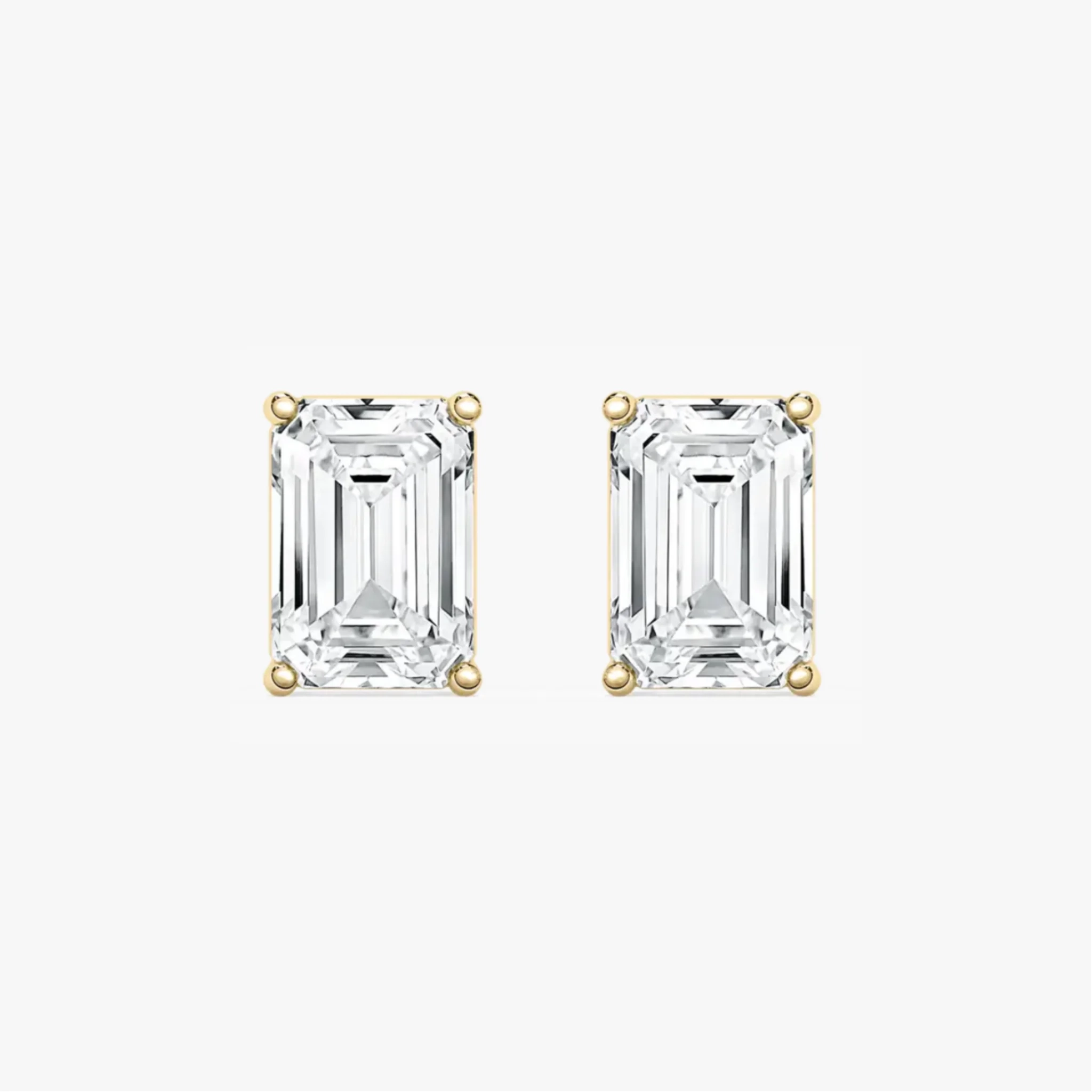 14K Gold Lab Grown Diamond Emerald Solitaire Studs-4.00 ct product image 1