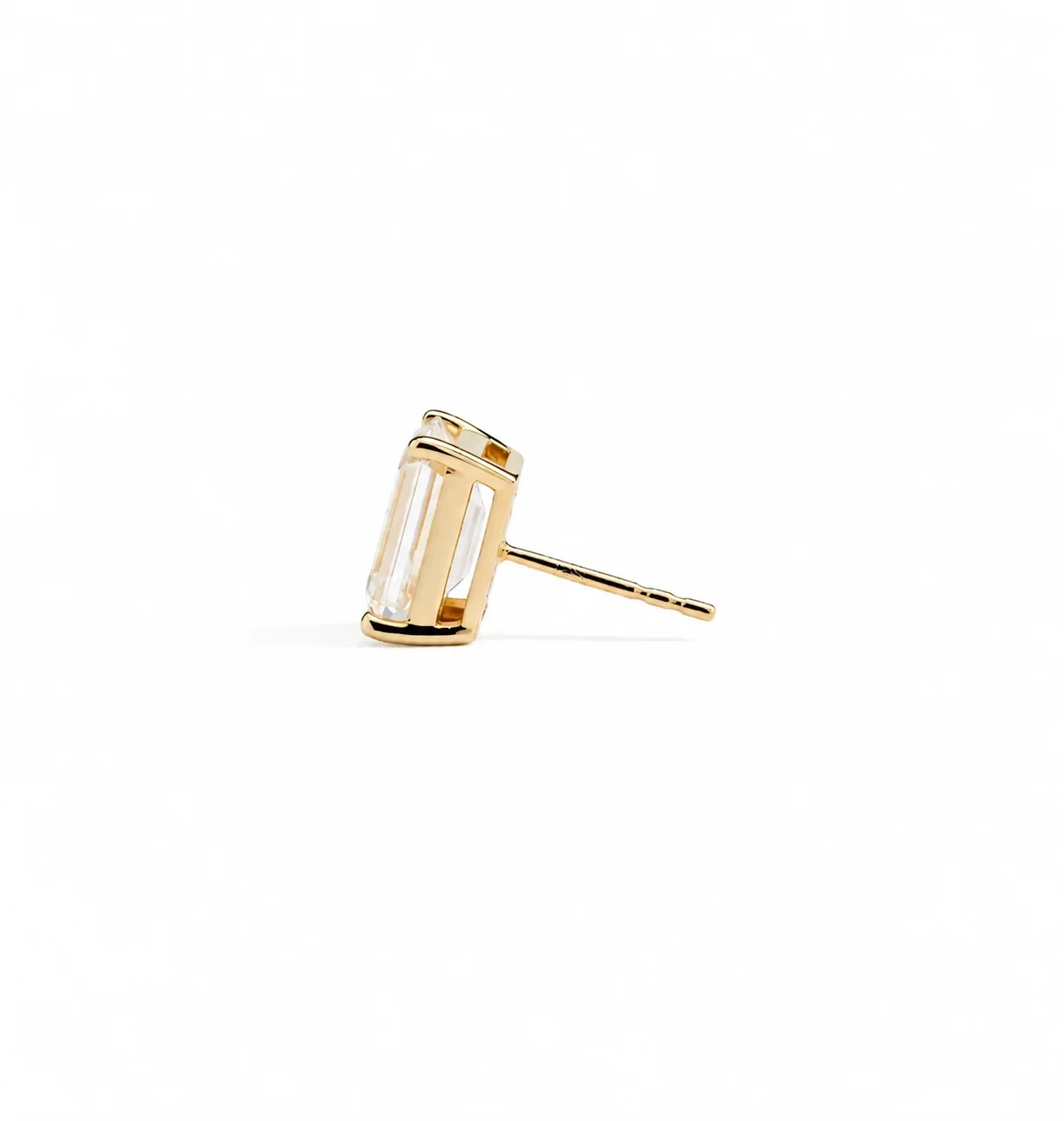 14K Gold Lab Grown Diamond Emerald Solitaire Studs-4.00 ct thumbnail 2
