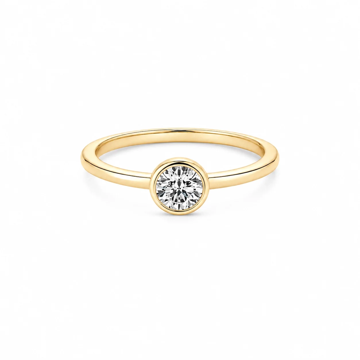14K Gold Solo Lab Round Diamond Bezel set Ring - 0.50 ct product image 1