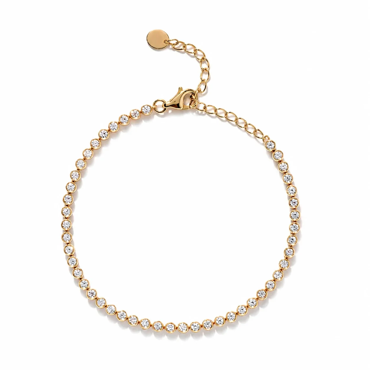 14K Gold Natural Diamond Petite Bezel Tennis Bracelet-1.00 CT product image 1