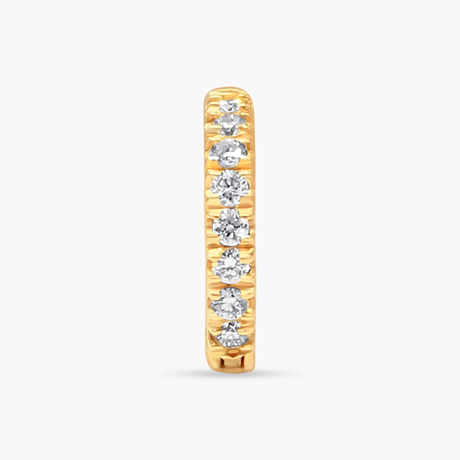 14K Gold mini Pave Diamond Huggie Hoop - Single thumbnail 3