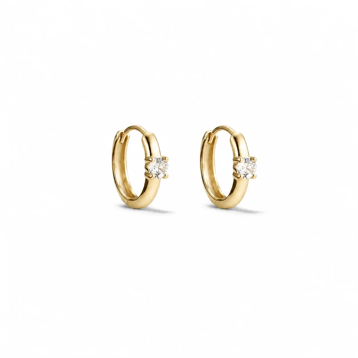 14K Gold Lab solo Diamond Mini Huggie - Pair product image