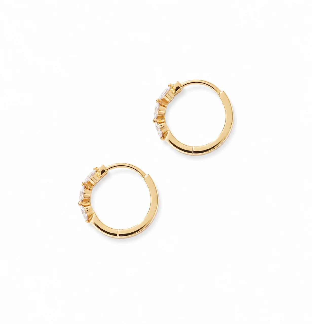 14K Gold Lab Grown Diamond common single prong petite Huggie (Pair) thumbnail 2