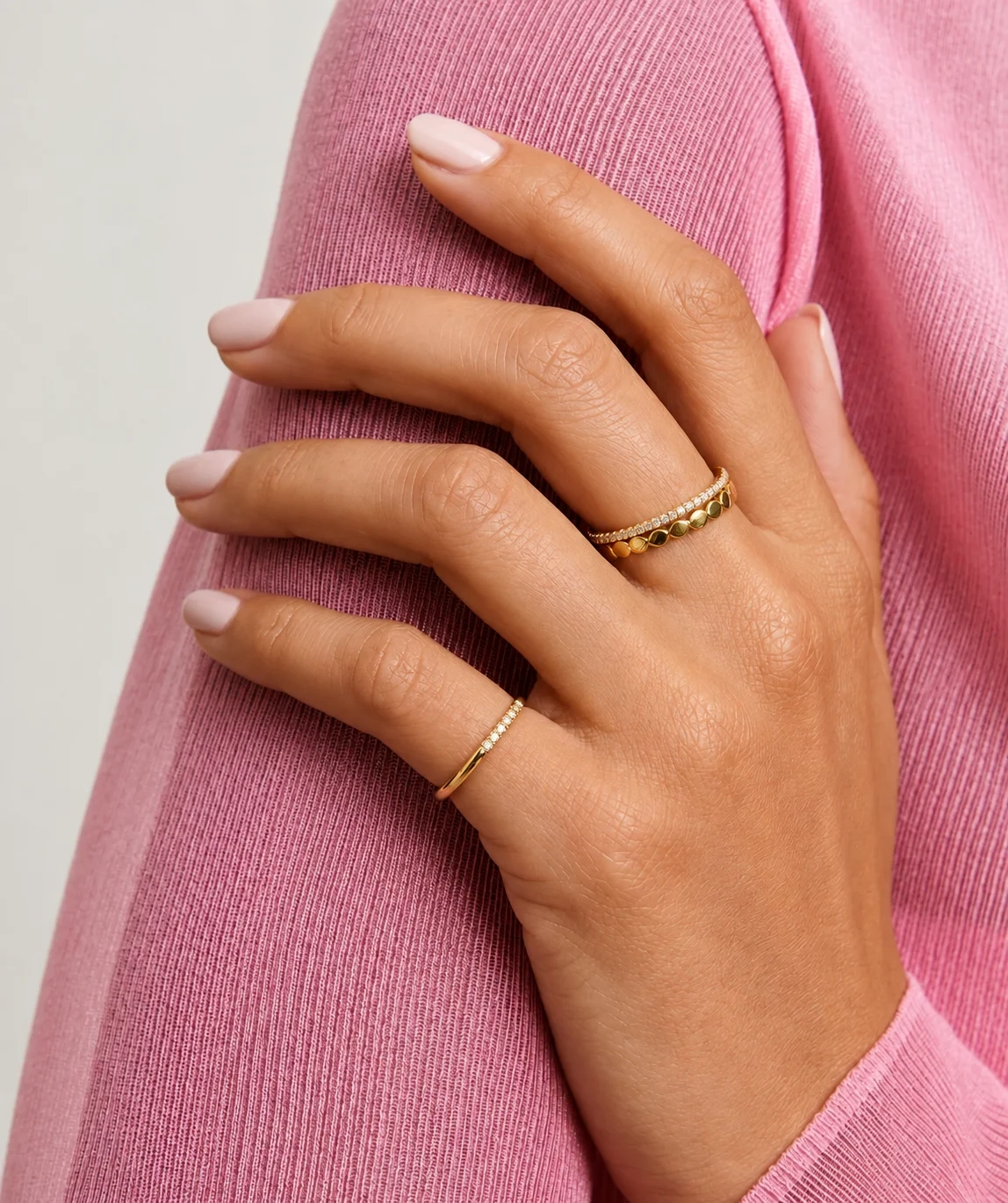 14K Gold Circle Dot Eternity Band thumbnail 2