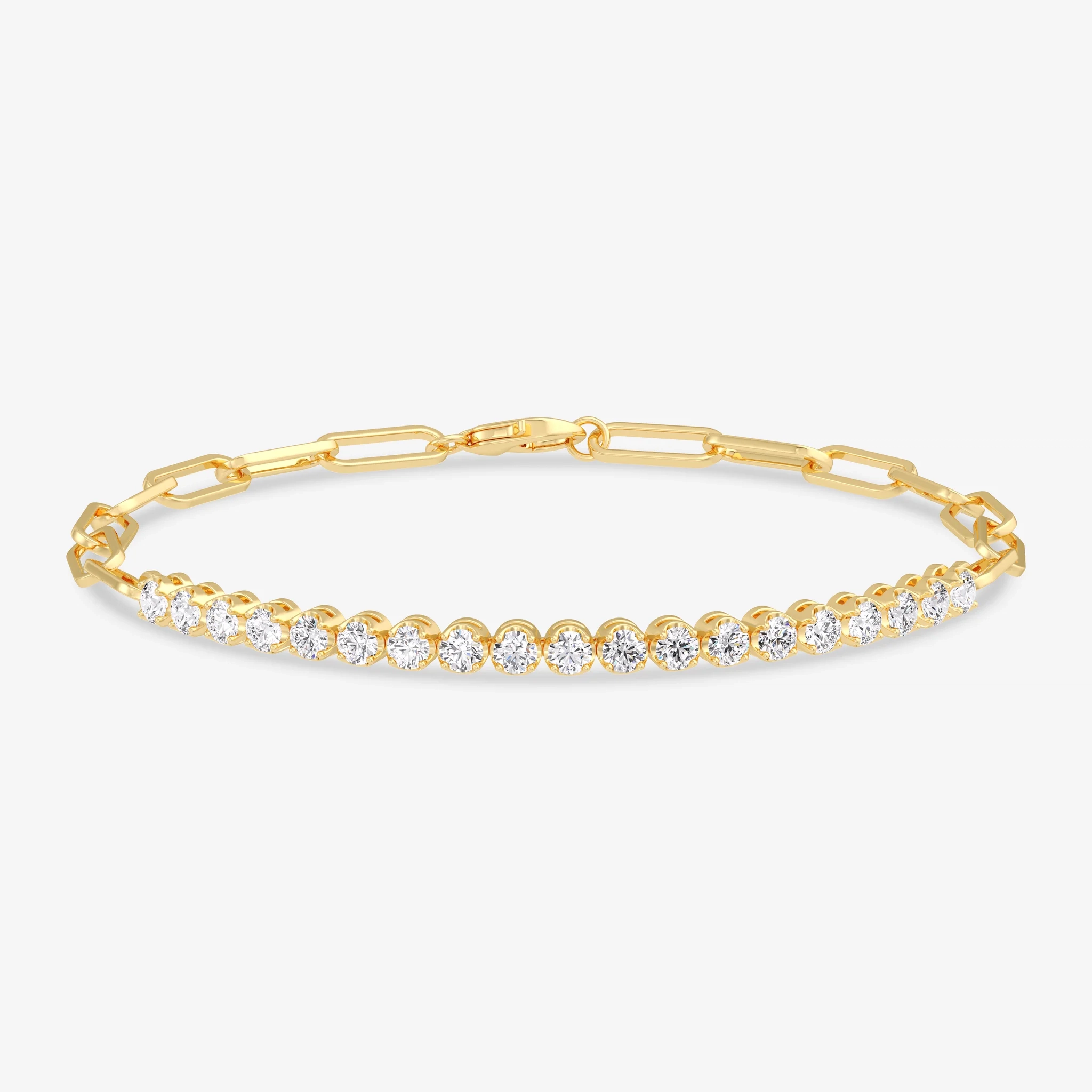 14K Lab grown diamond halfway Paperclip chain Tennis Bracelet product image
