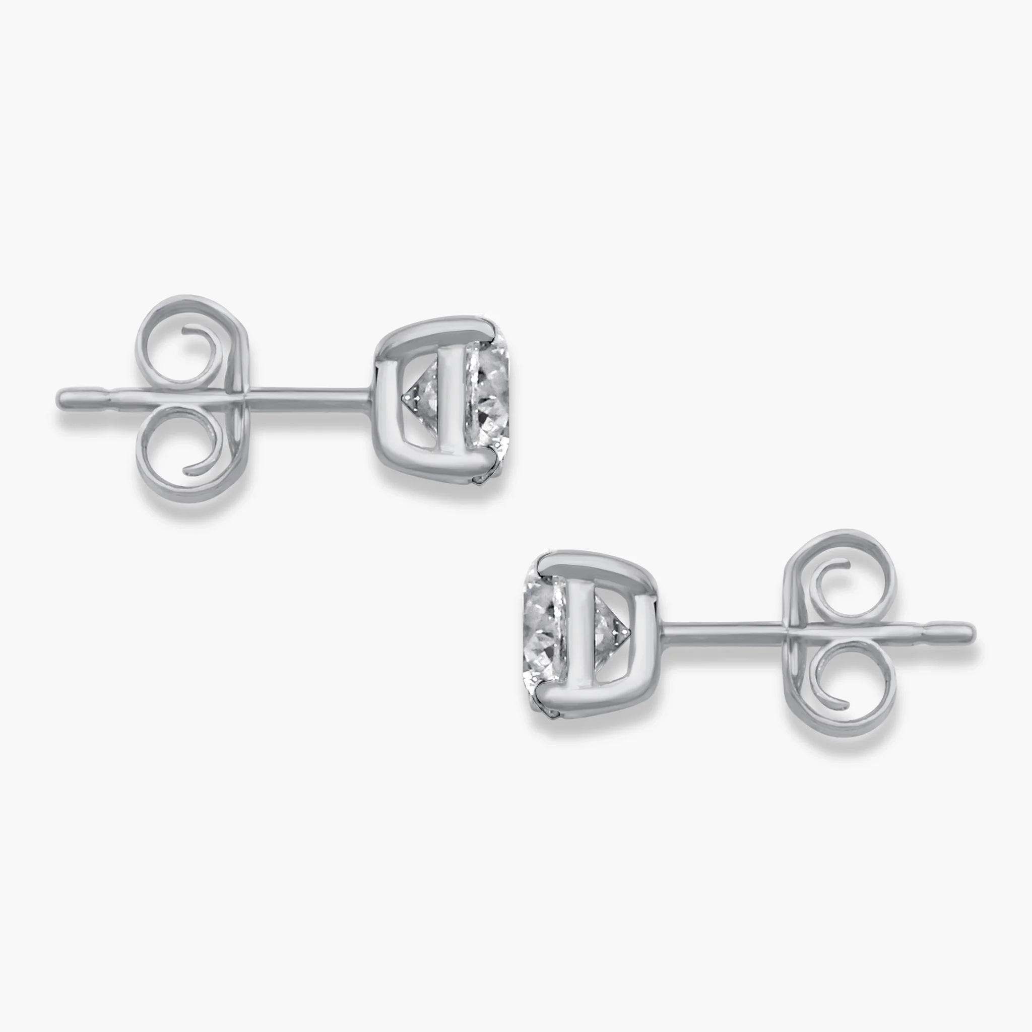 14K Gold Lab Grown Diamond classic Four-Prong Solitaire Studs - 1.0 ct thumbnail 3