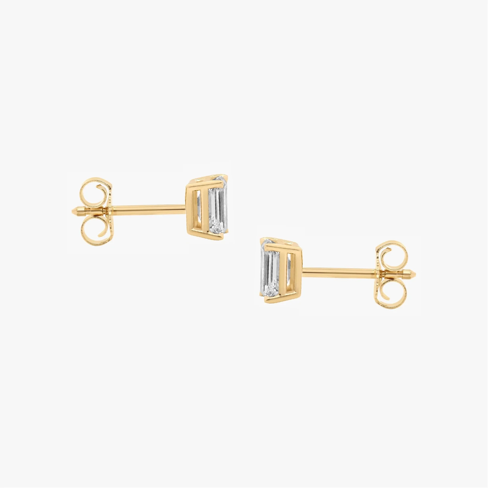 14K Gold Lab Grown Diamond Emerald Solitaire Studs-3.00 ct thumbnail 4
