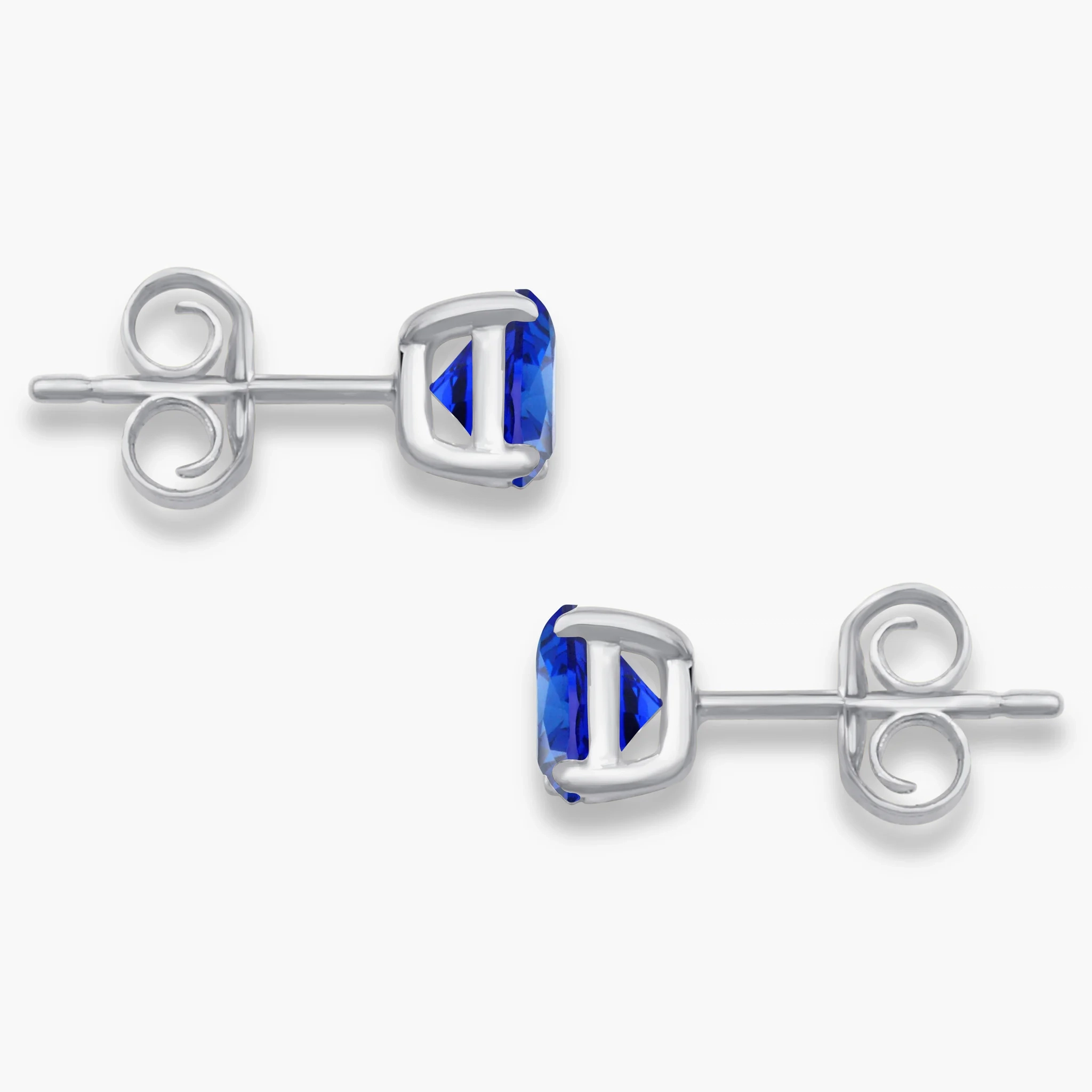 14K Gold LAB Gemstone Solitaire Studs - LAB Created Blue Sapphire thumbnail 2