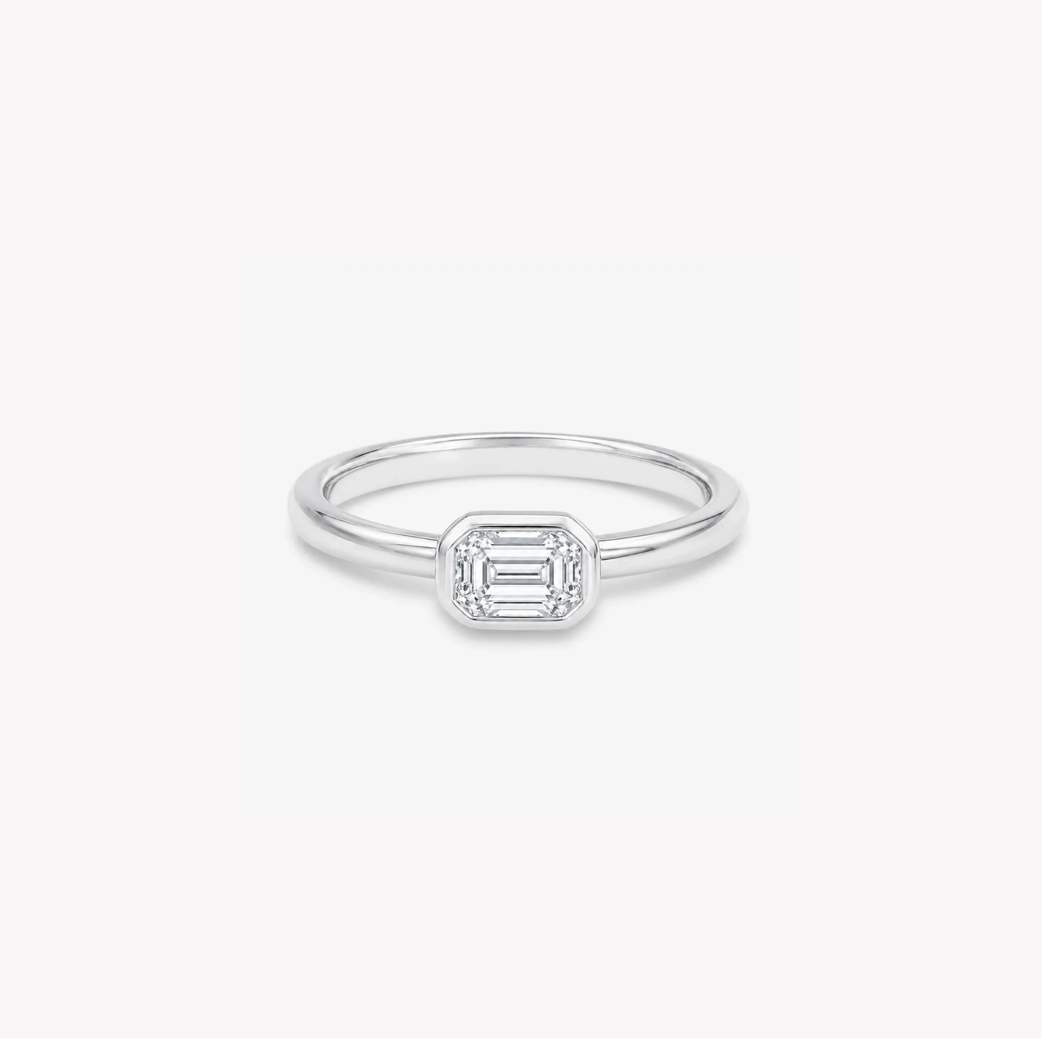 14K Gold Solo Lab Emerald Diamond Bezel set Ring - 0.50 ct product image 1