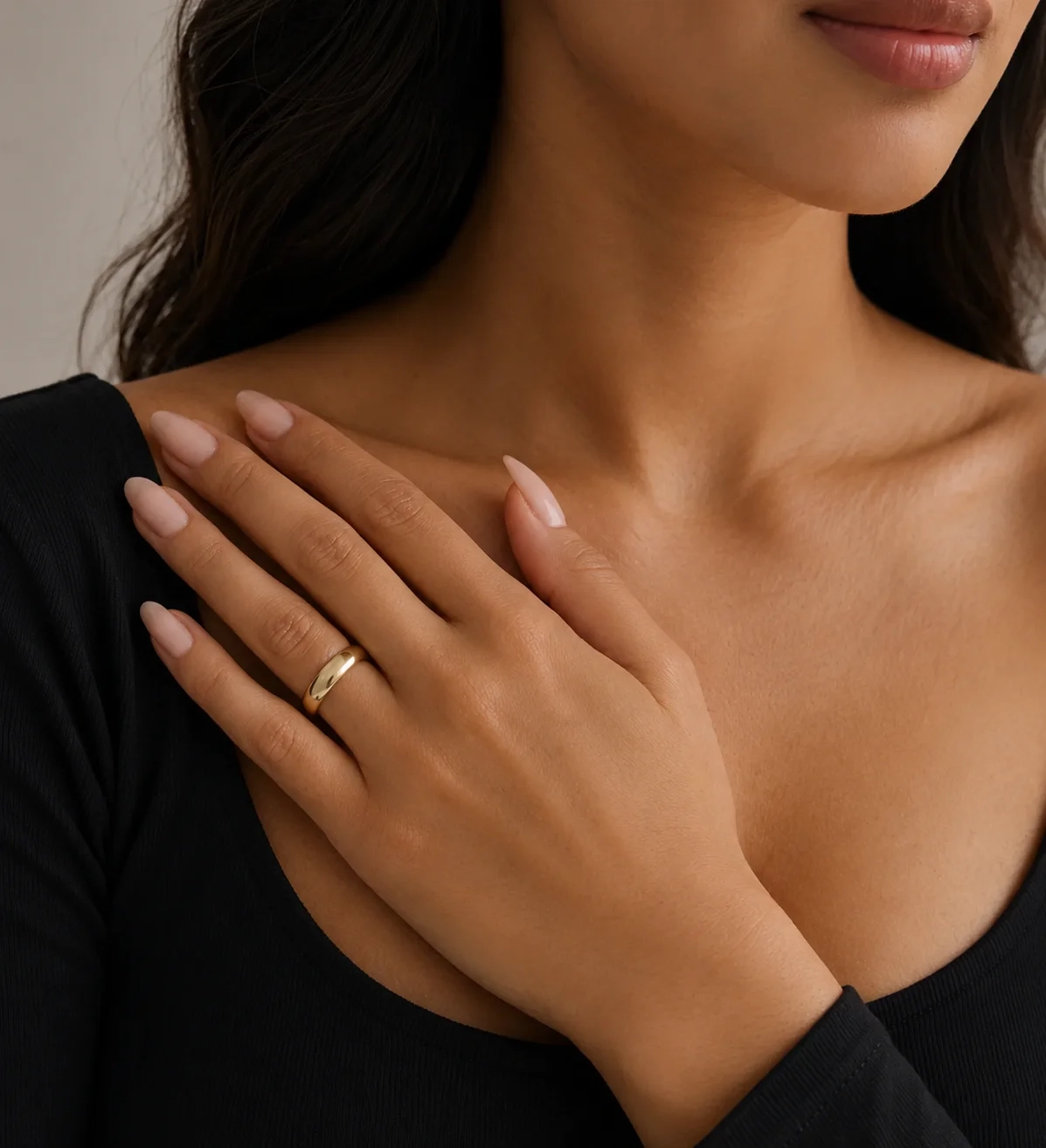 14K Low Dome Plain Gold Band - 5 mm thumbnail 2
