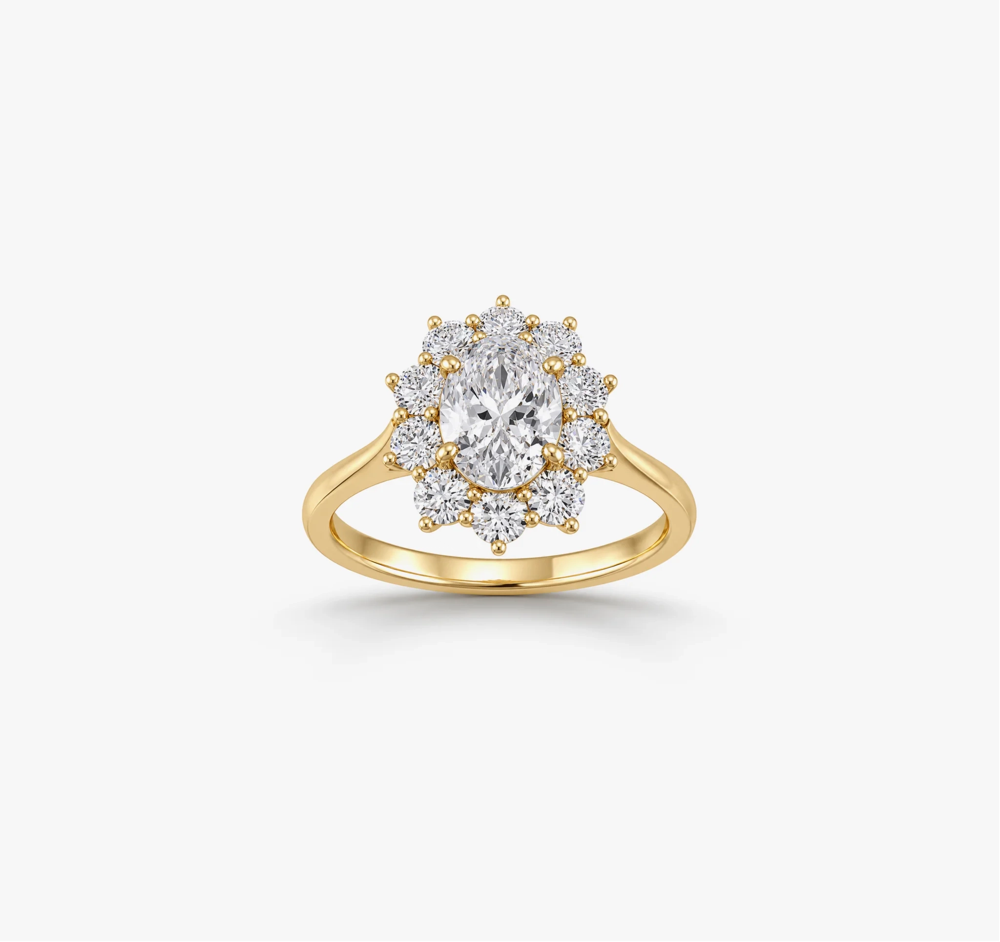 14K Lab Grown Oval Diamond Halo cathedral ring - 1.00 ct product image