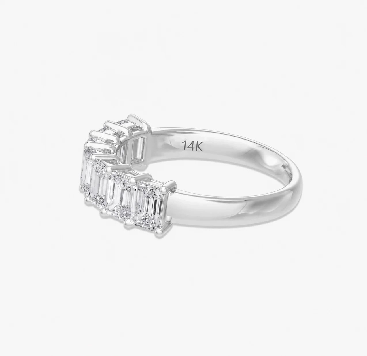 14K LAB Grown Emerald Diamond Seven Stone Band - 2.00 ct thumbnail 2