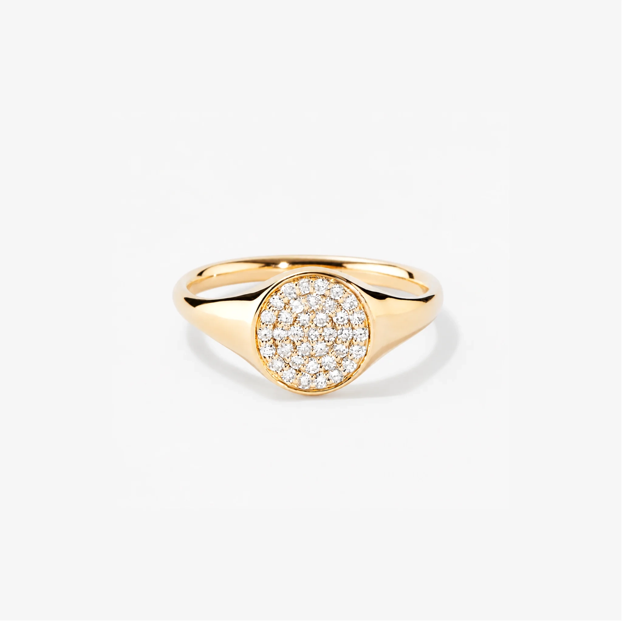 14K Pavé Natural Diamond Signet Ring product image