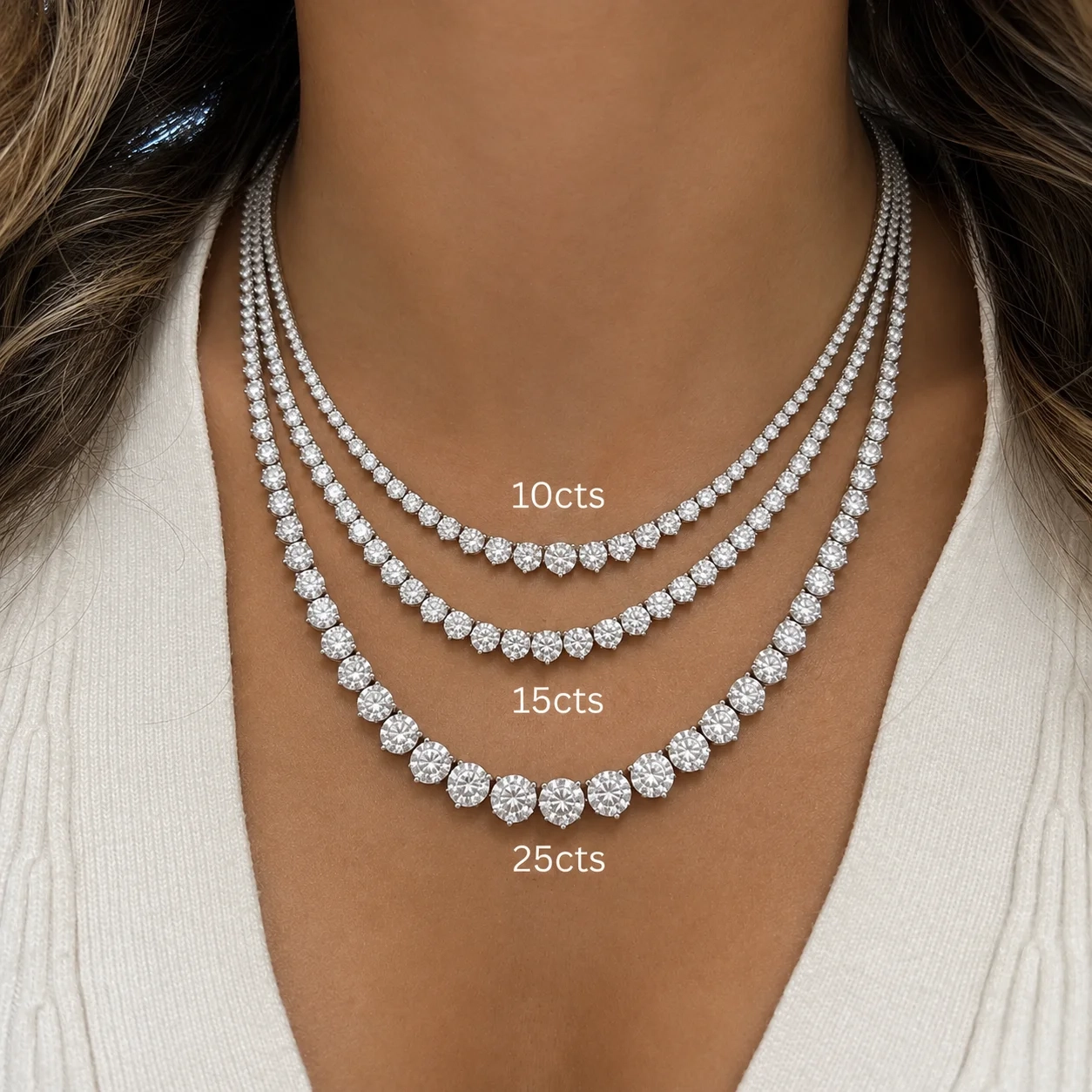 14K Gold Lab Grown Diamond Graduated Tennis Necklace-10 ct thumbnail 6