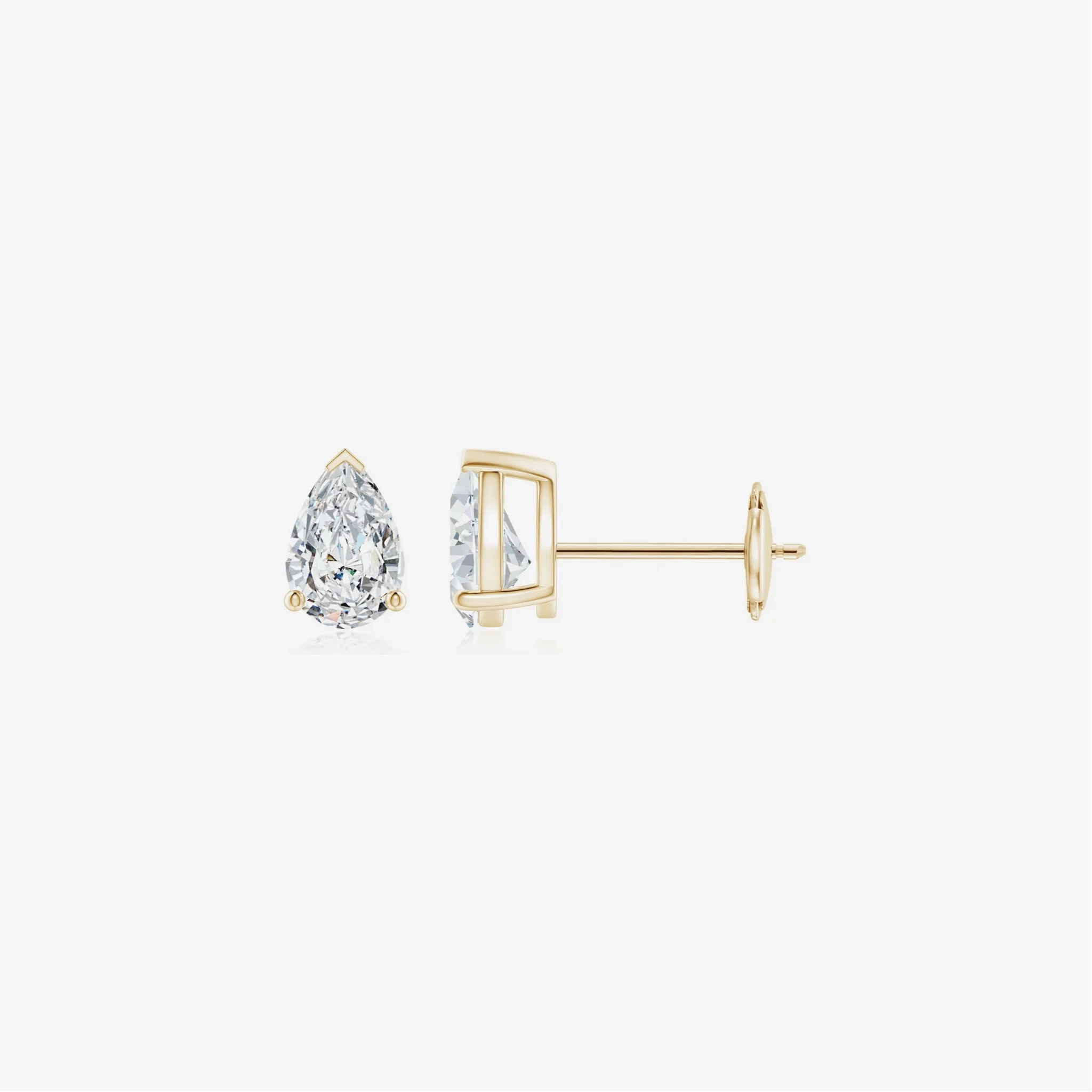 14K Gold Lab Grown Diamond Pear Solitaire Studs-1.00 ct thumbnail 2