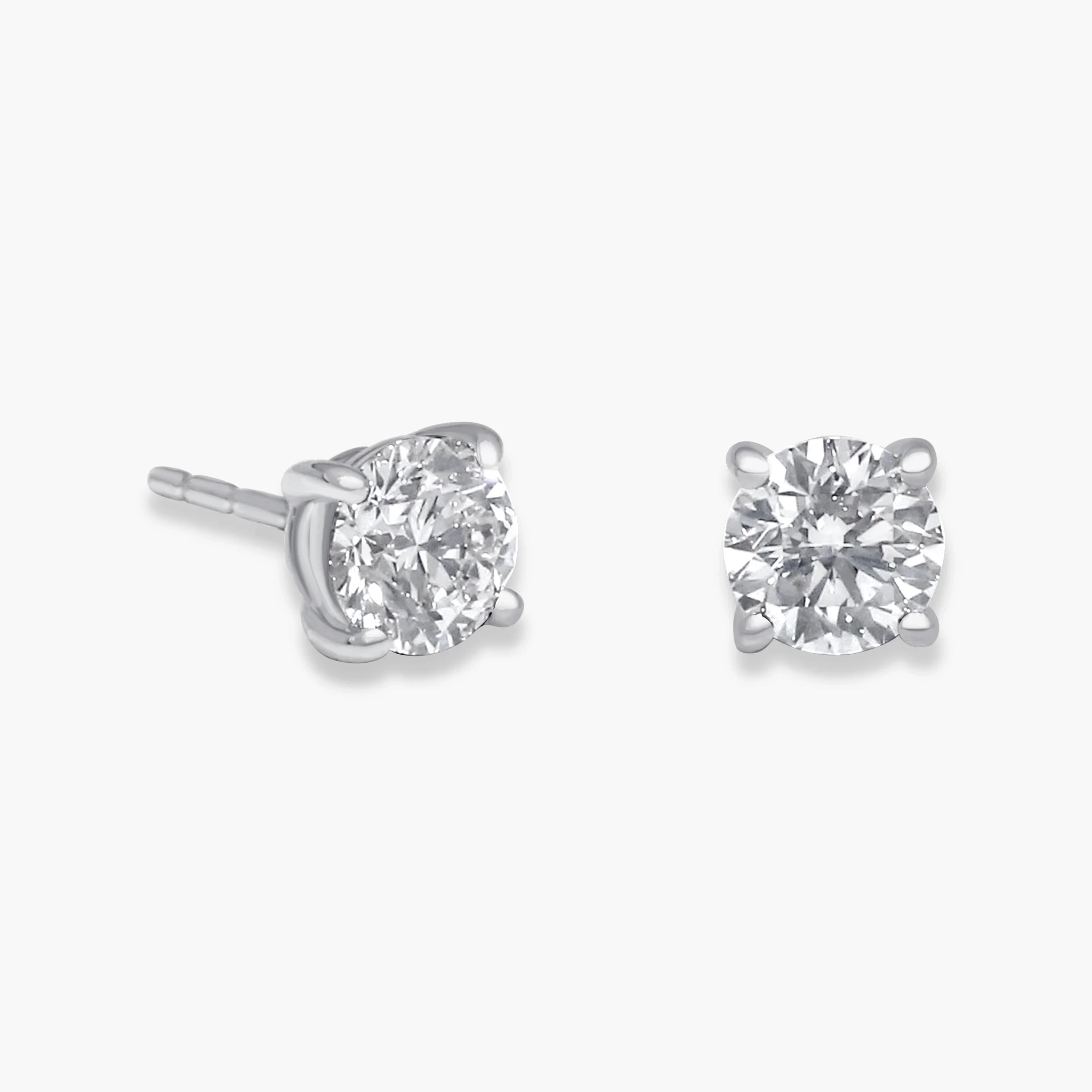 14K Gold Lab Grown Diamond classic Four-Prong Solitaire Studs - 3.0 ct product image 1
