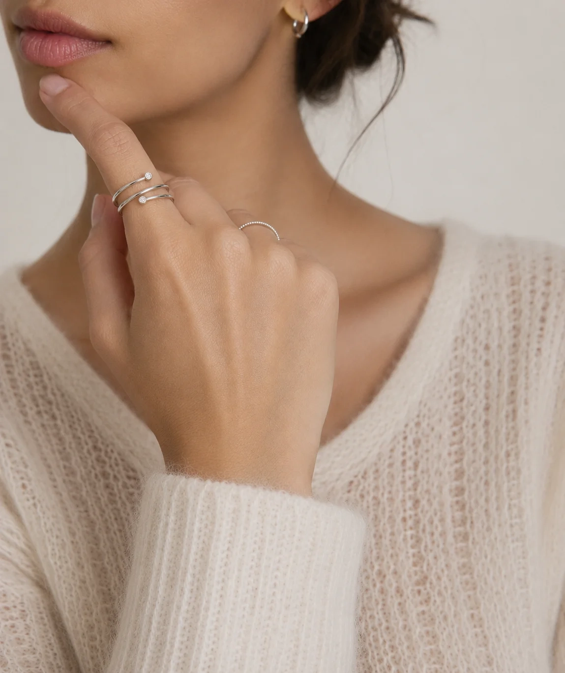 14K natural Diamond Coil spiral Ring thumbnail 3