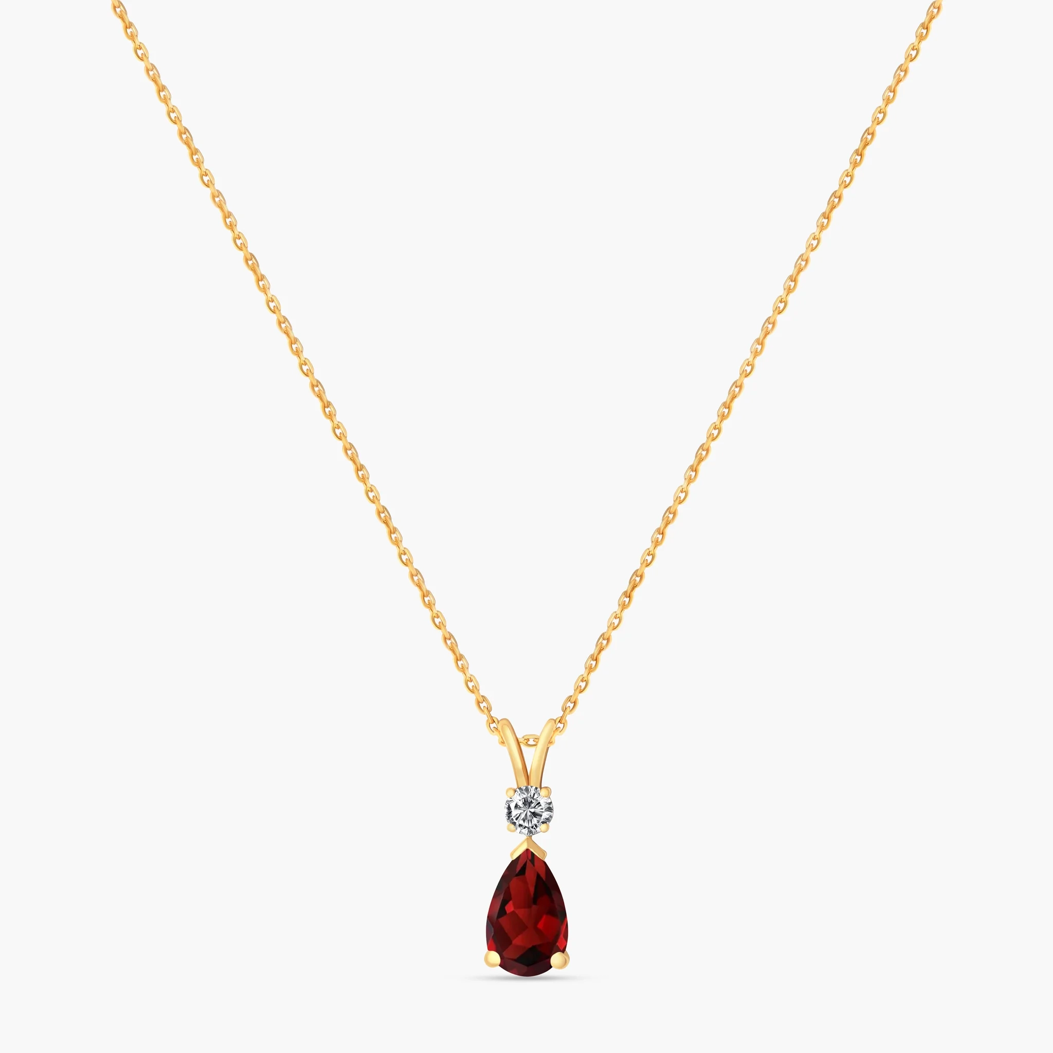 14K Gold Natural Diamond & Semi-Precious Gemstone Drop Necklace - Garnet product image 1