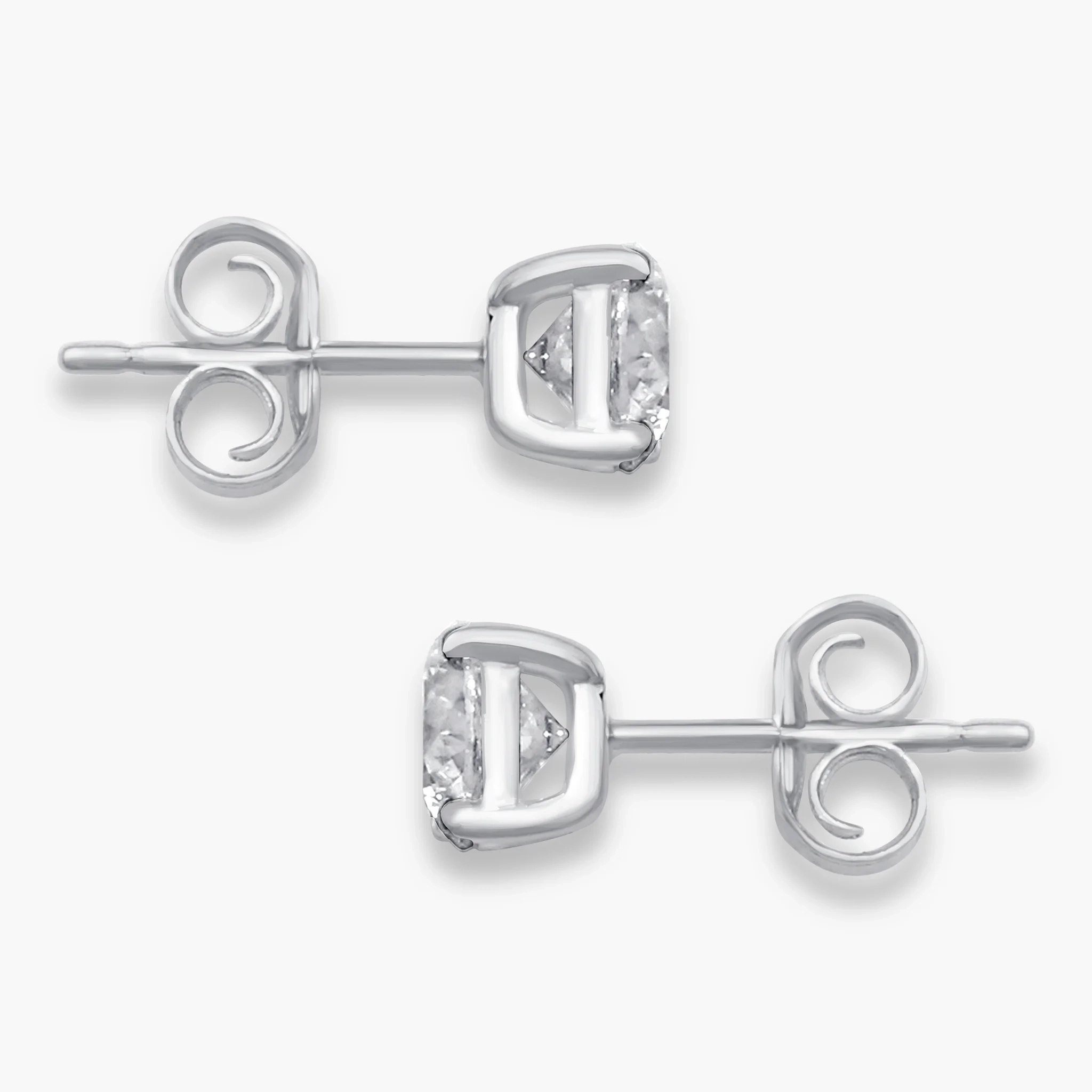 14K Gold Lab Grown Diamond classic Four-Prong Solitaire Studs - 3.0 ct thumbnail 2