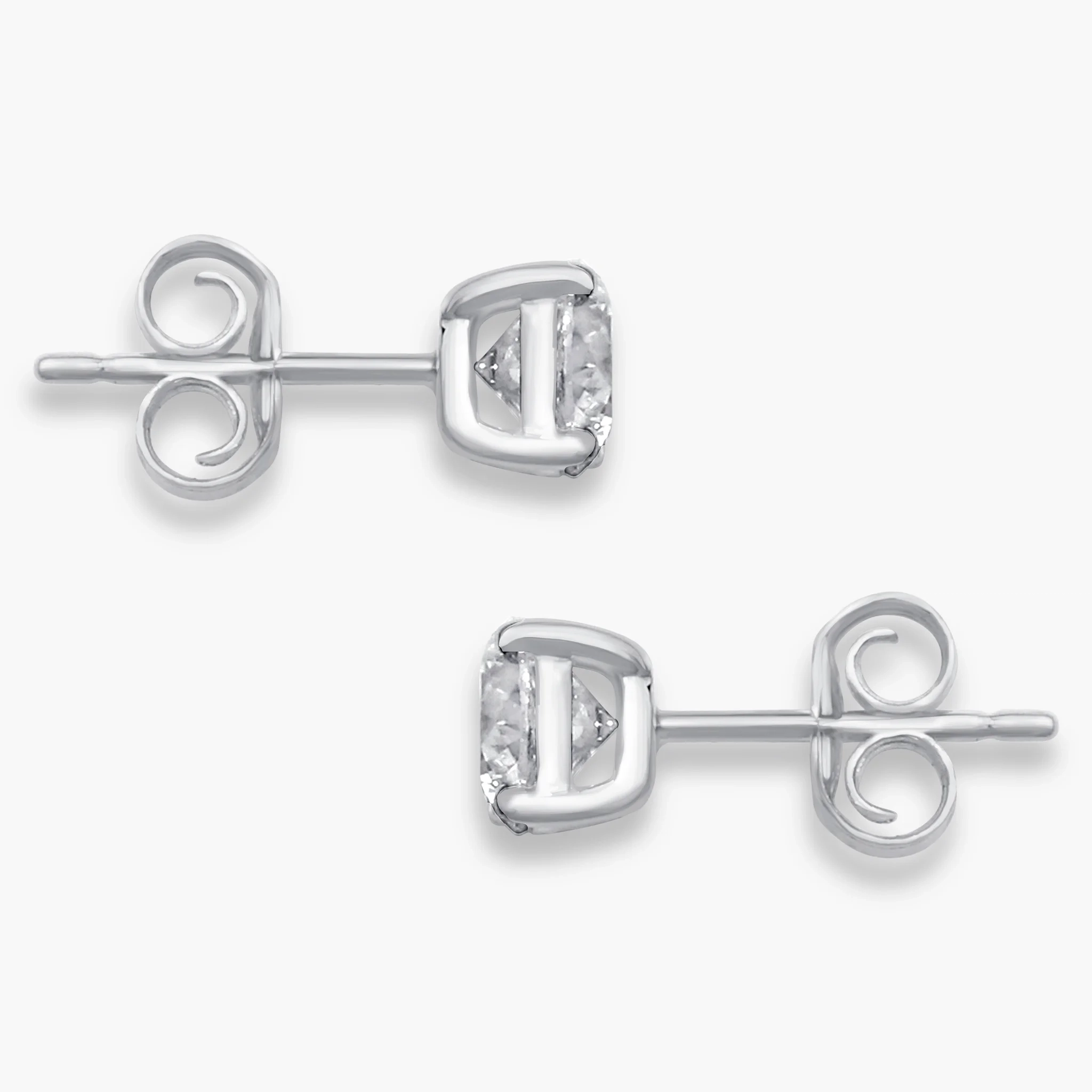 14K Gold Lab Grown Diamond classic Four-Prong Solitaire Studs - 2.0 ct thumbnail 3