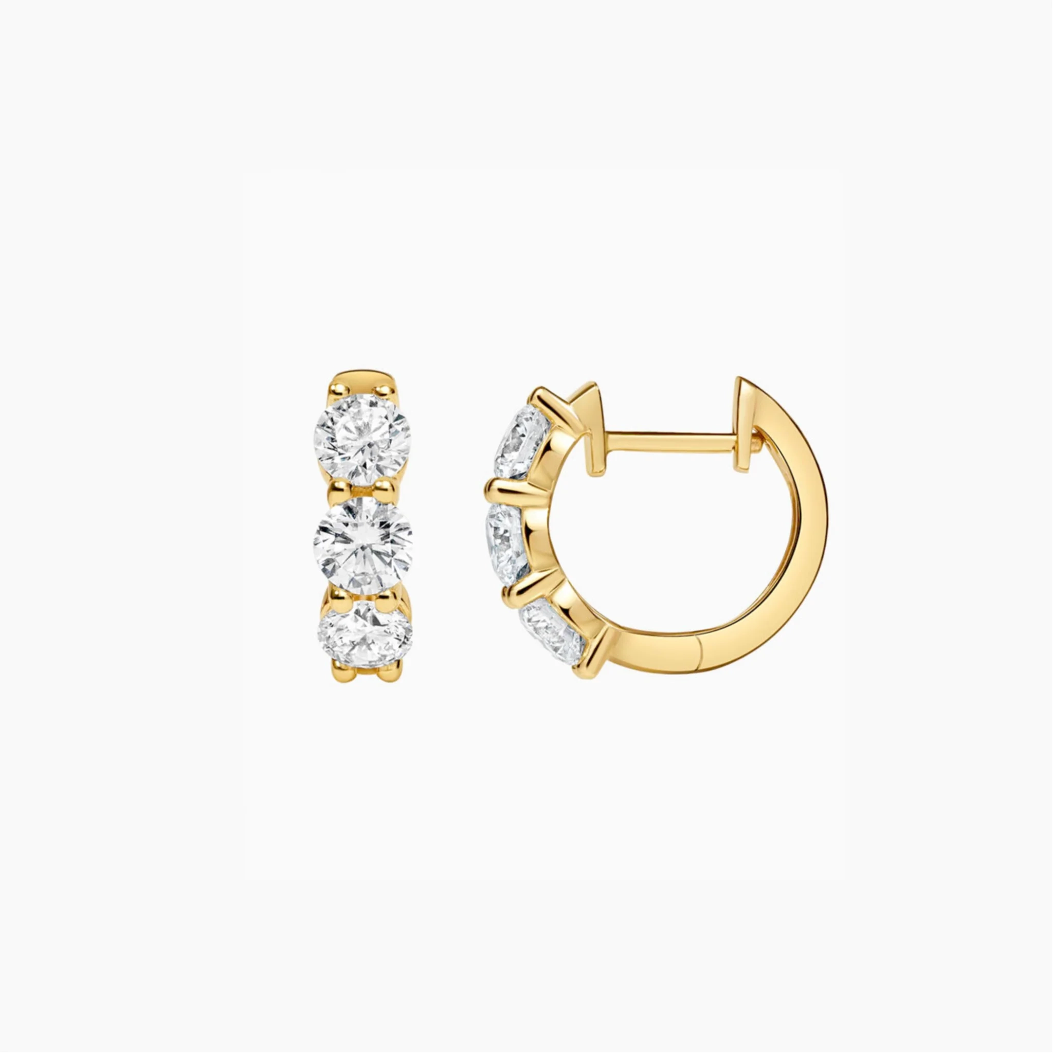 14K Gold Lab Grown Diamond bold Huggie - 1.0 ct thumbnail 3