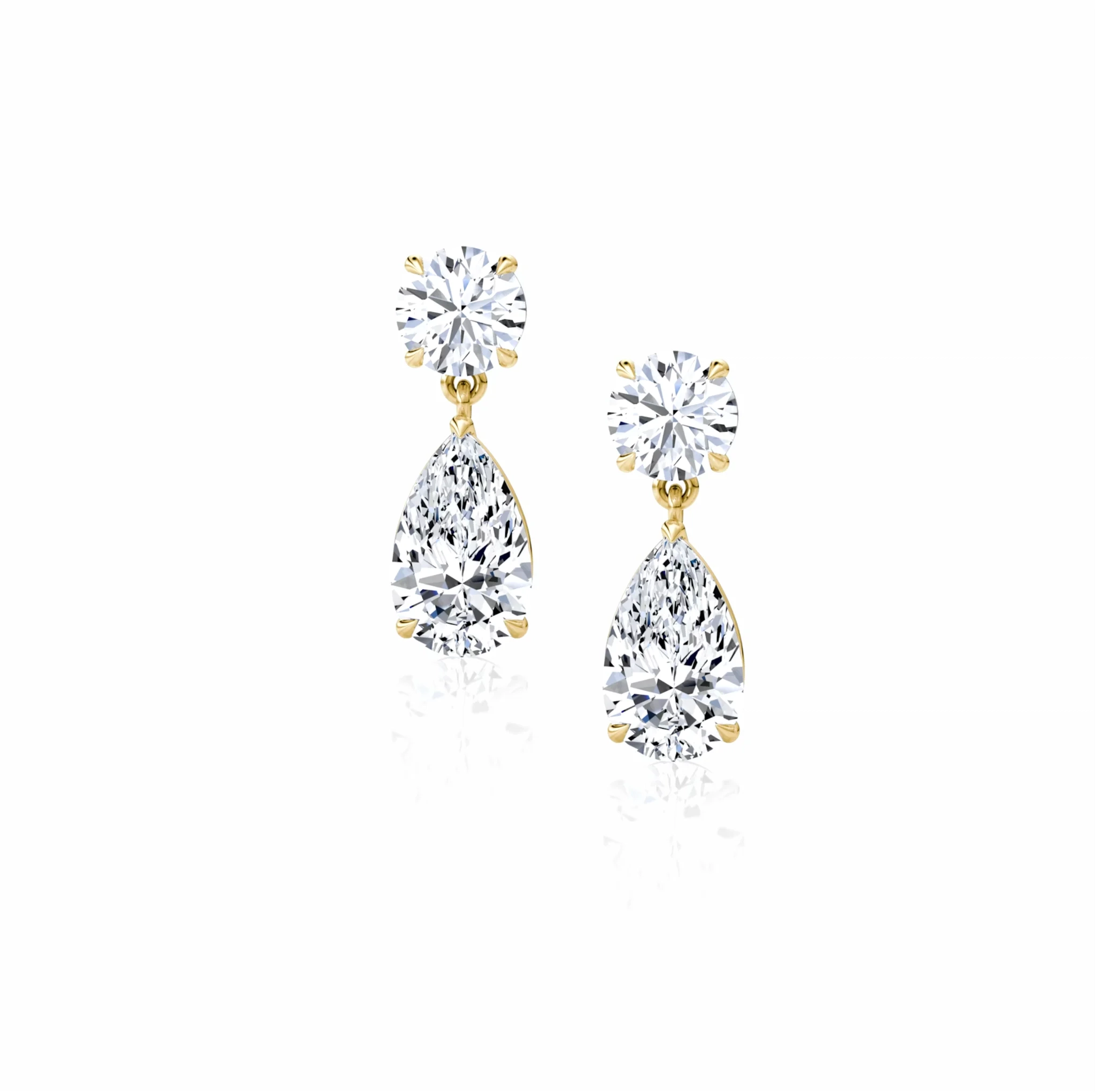 14K Gold Lab Grown Diamond Round & Pear Drop Earrings product image