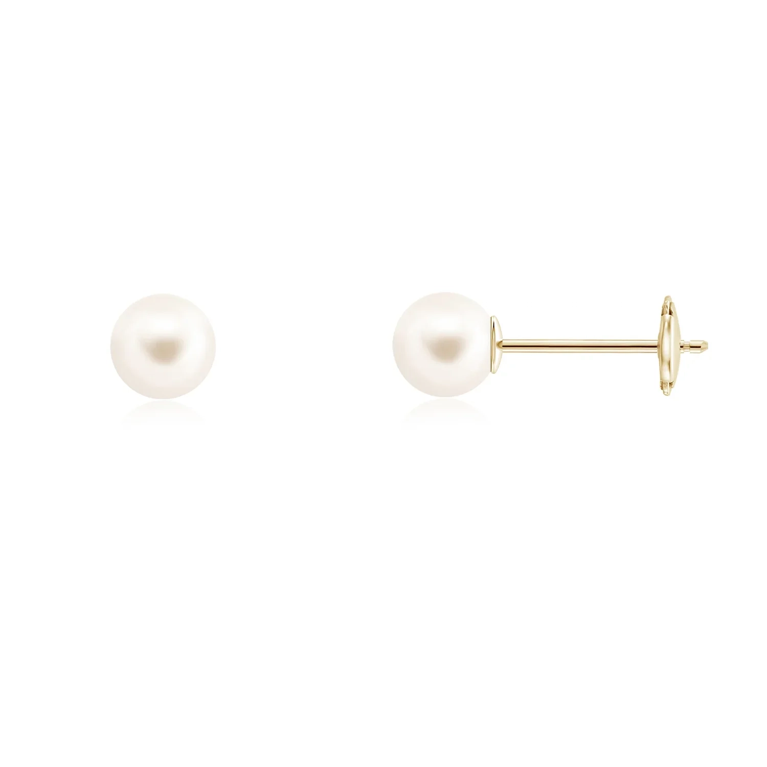 14K Gold Freshwater Cultured Pearl Studs - 6 mm thumbnail 2