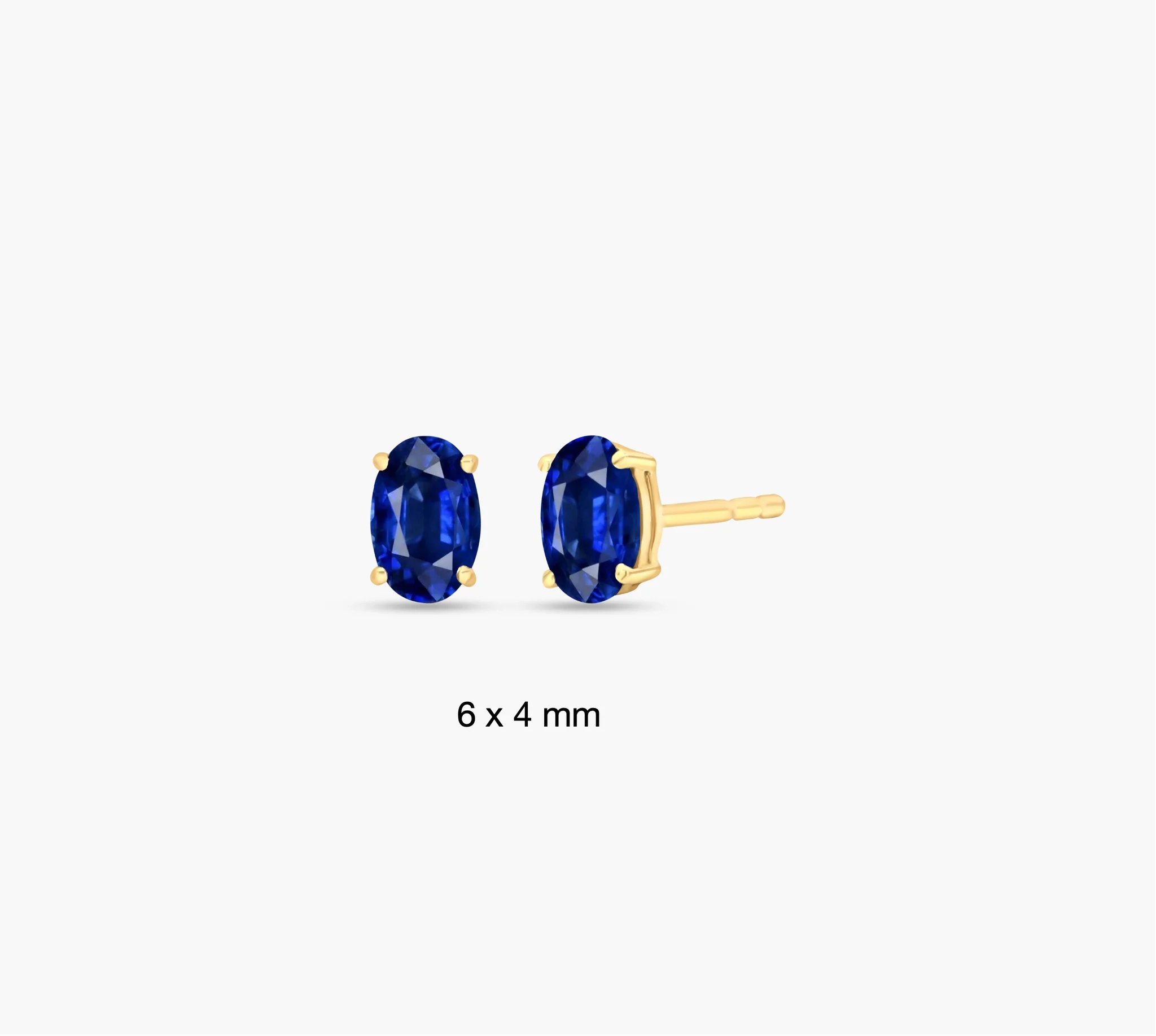 14K Gold LAB Gemstone Oval Solitaire Studs - LAB Created Blue Sapphire product image 1