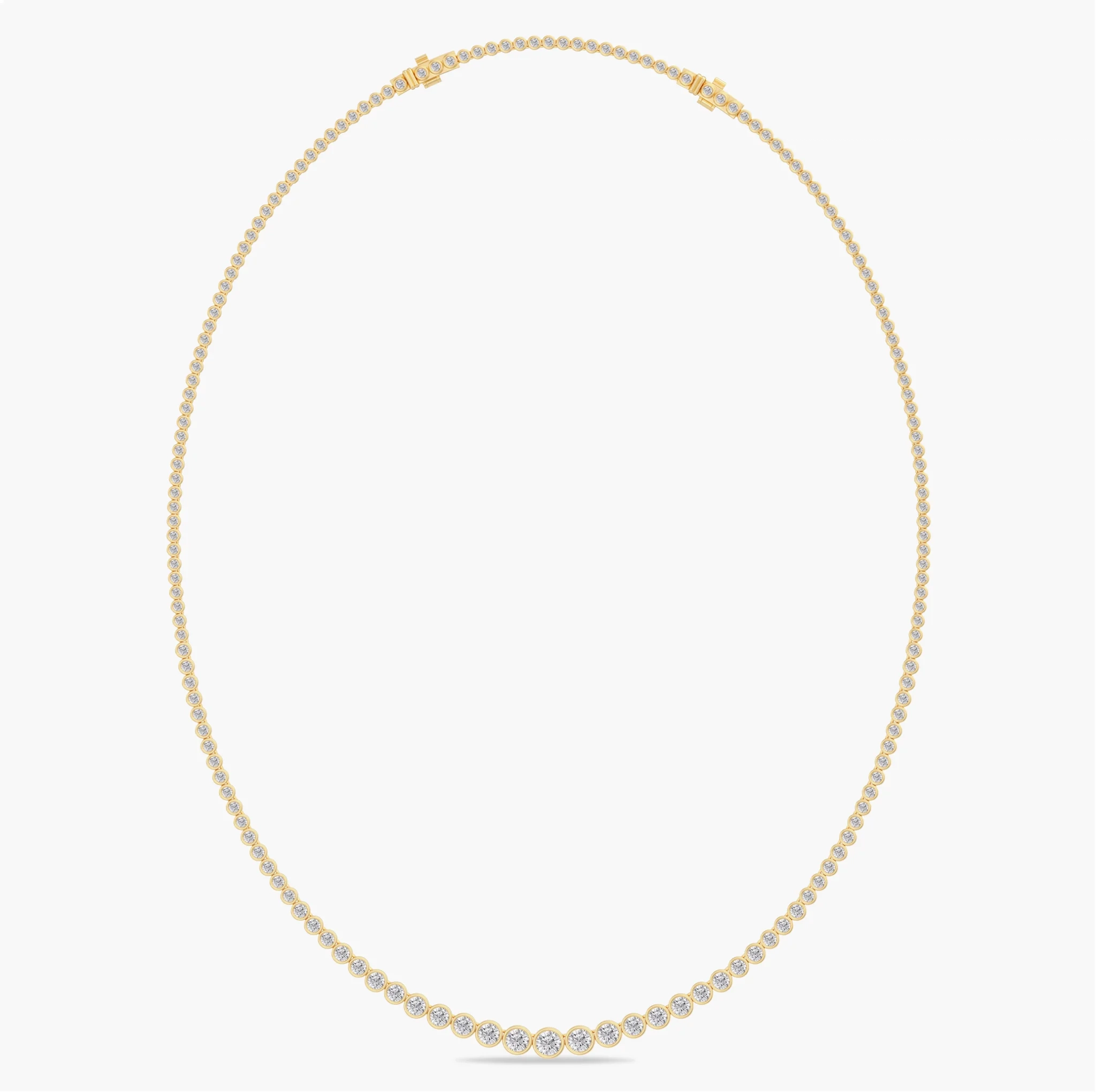 14K Gold Lab Grown Diamond Bezel Setting Graduated Tennis Necklace - 7.00 ct thumbnail 3