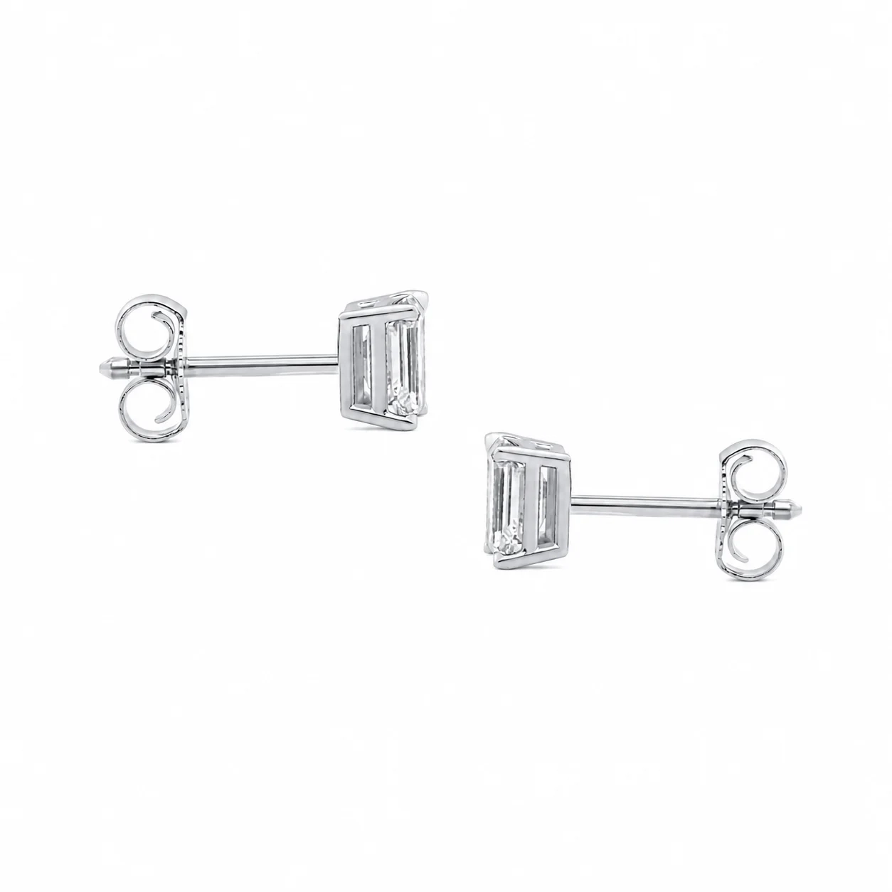 14K Gold Lab Grown Diamond Emerald Solitaire Studs-2.00 ct thumbnail 4