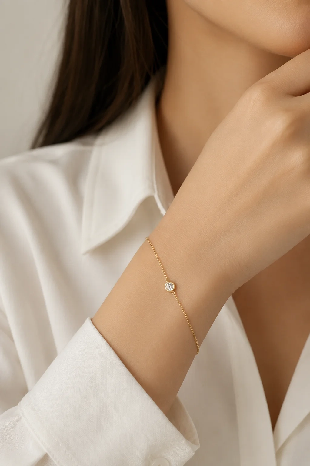 14K lab Diamond Solo Bezel Bracelet-0.25 ct thumbnail 2