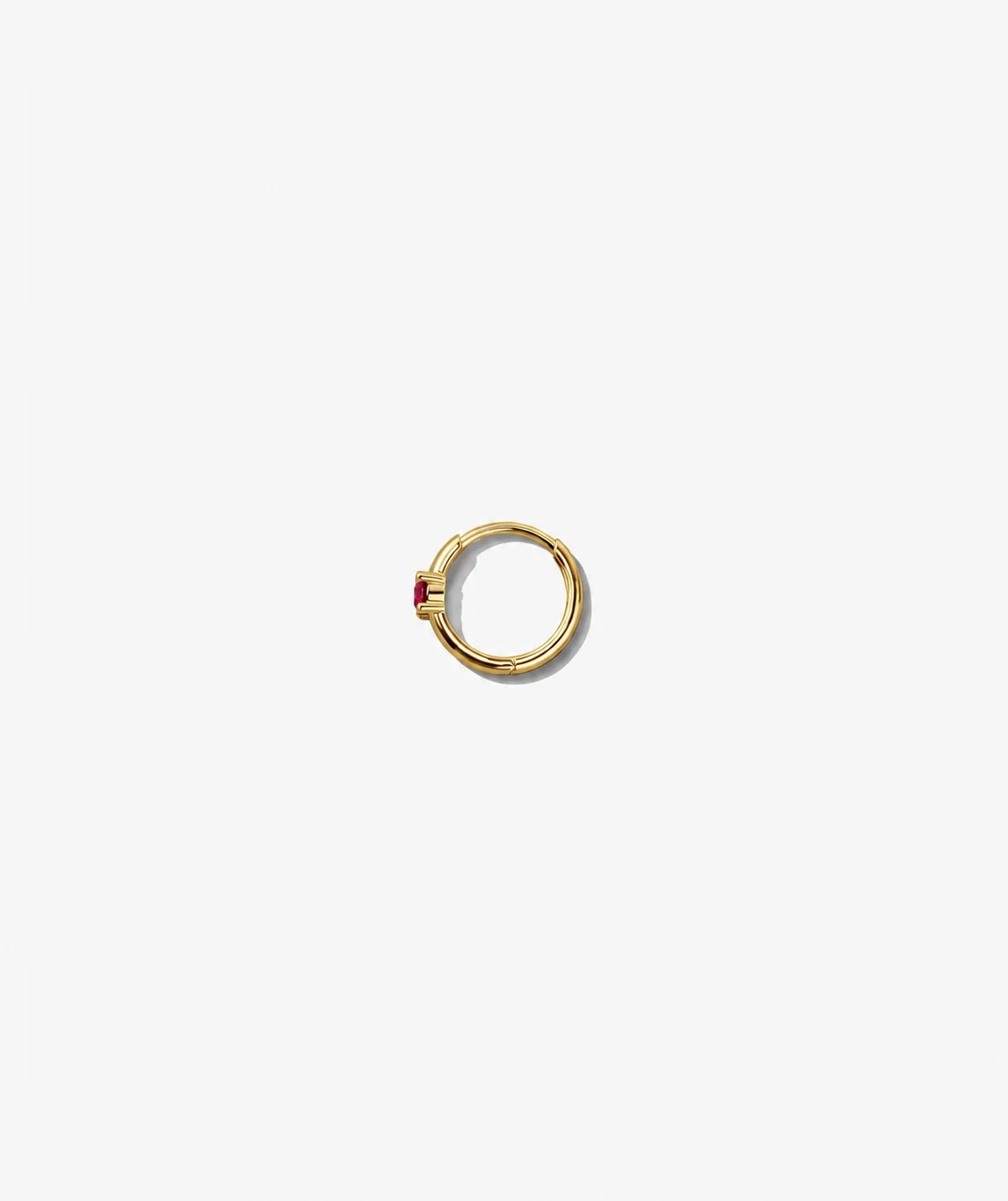 14K Gold Lab solo Gemstone Mini Huggie - LAB Created Ruby - Pair thumbnail 3
