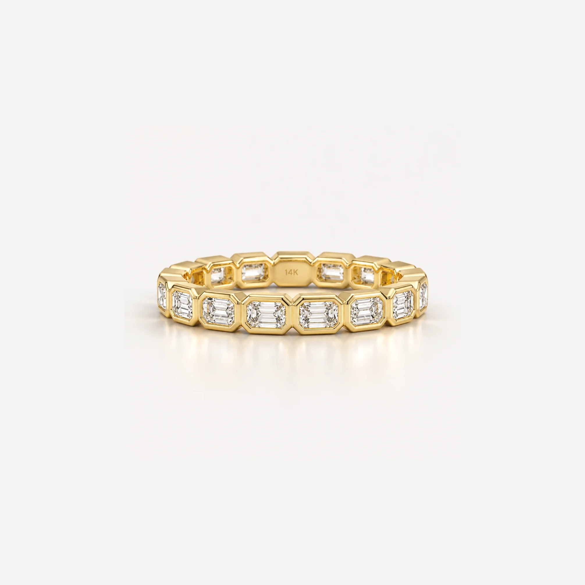 14K Gold Emerald cut Lab Grown diamond Bezel set East-West Eternity Band product image 1