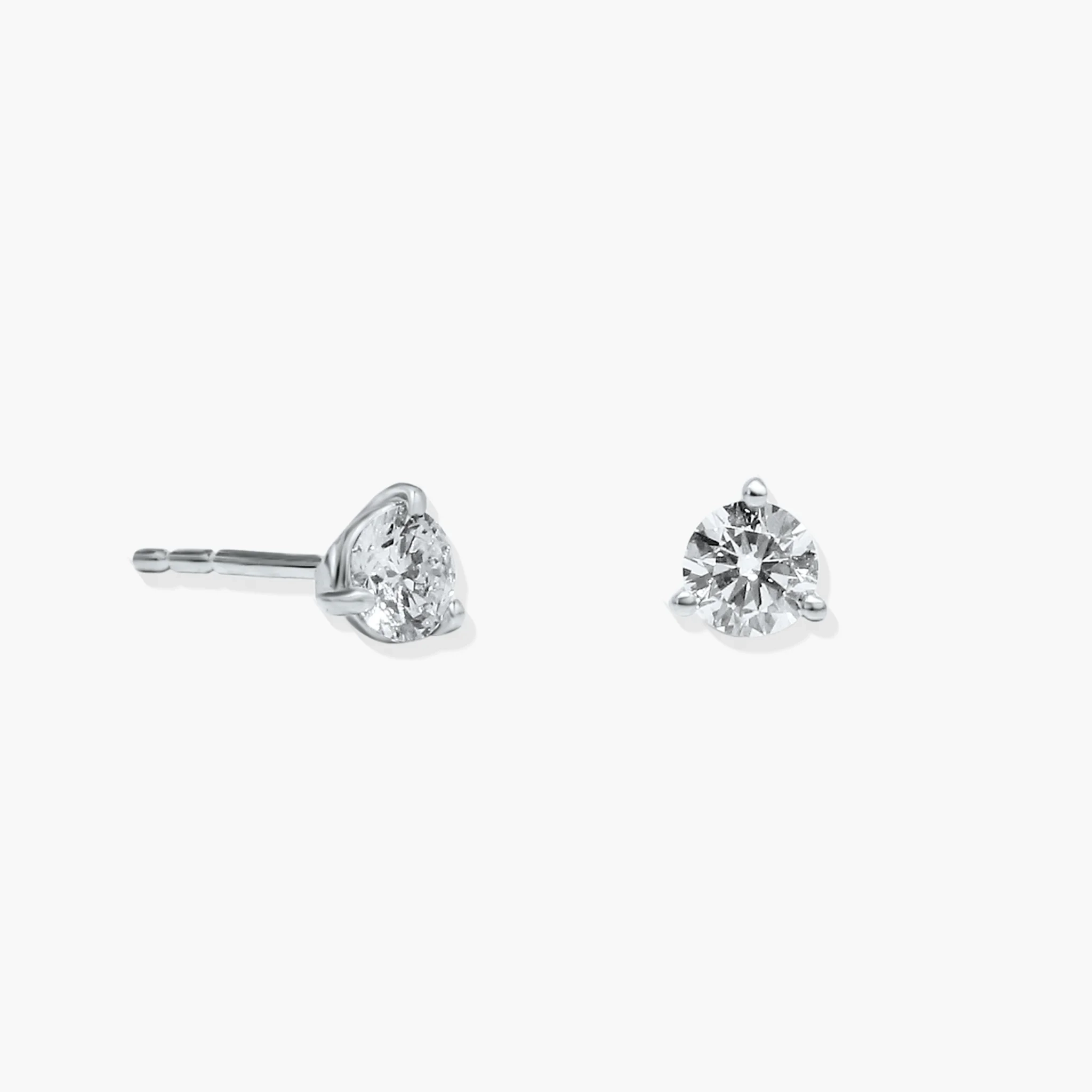 14K Gold Lab Grown Diamond Martini three prong studs - 0.50 ct product image 1