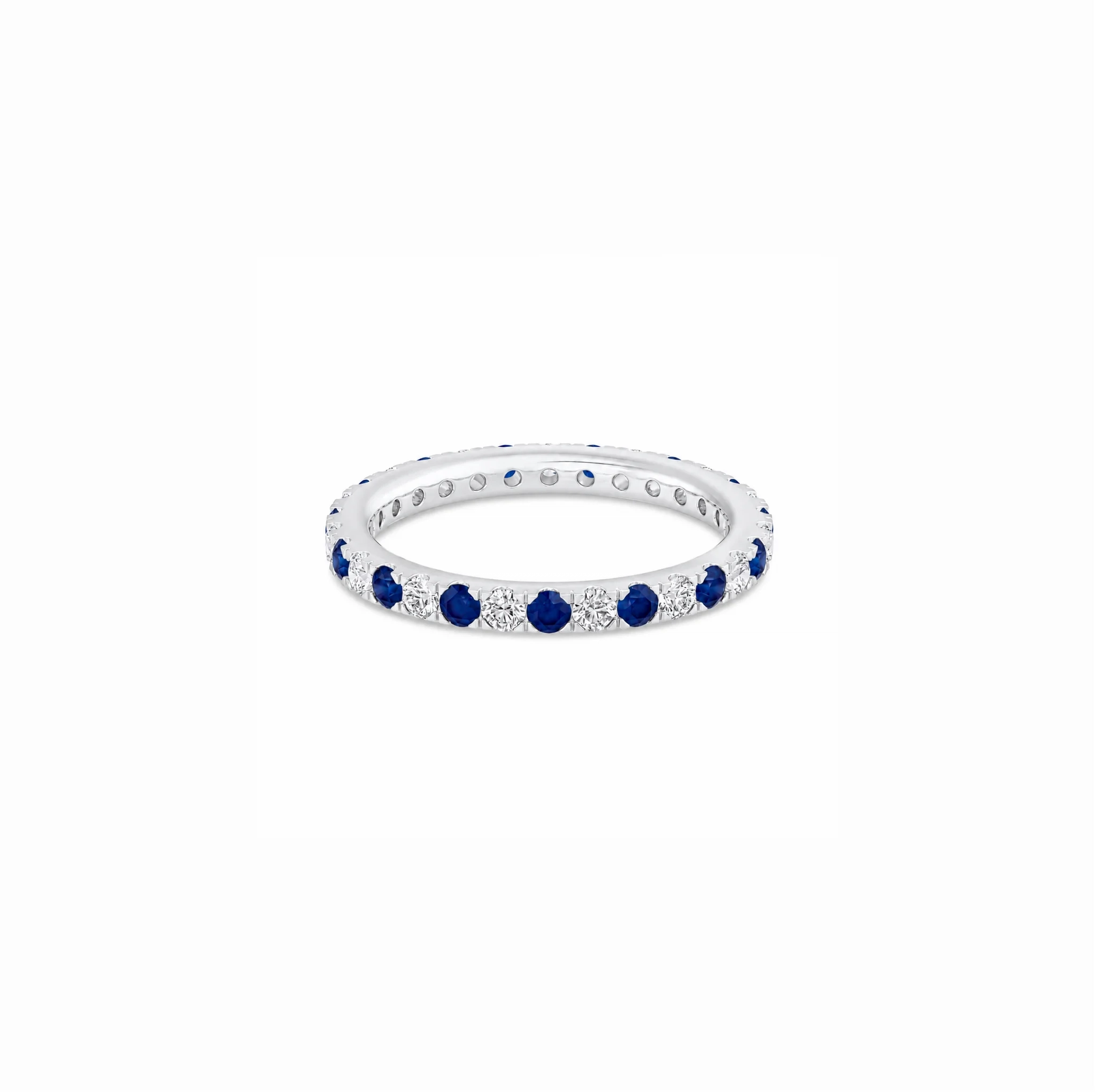 14K gold alternate Pavé LAB Gemstone and LAB Diamond Eternity band Ring - LAB Created Blue Sapphire product image 1